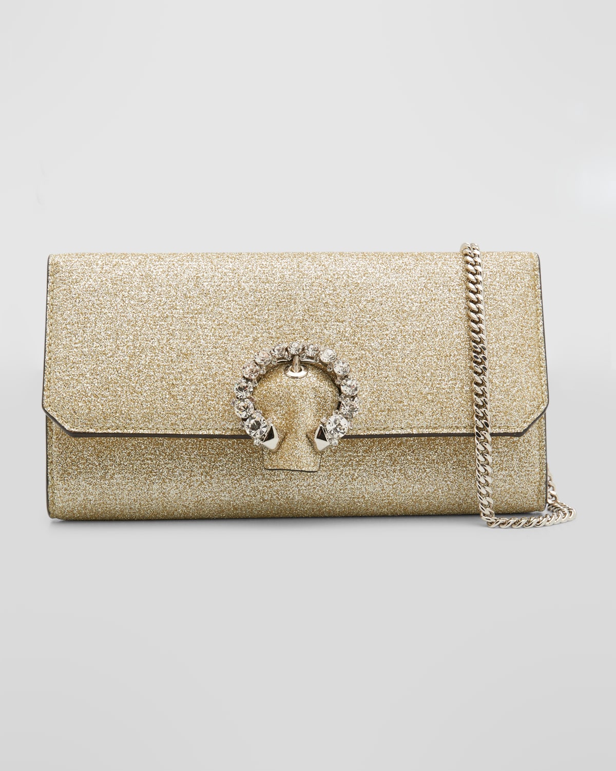 Jimmy Choo Buckle Lambskin Wallet with Chain Neiman Marcus