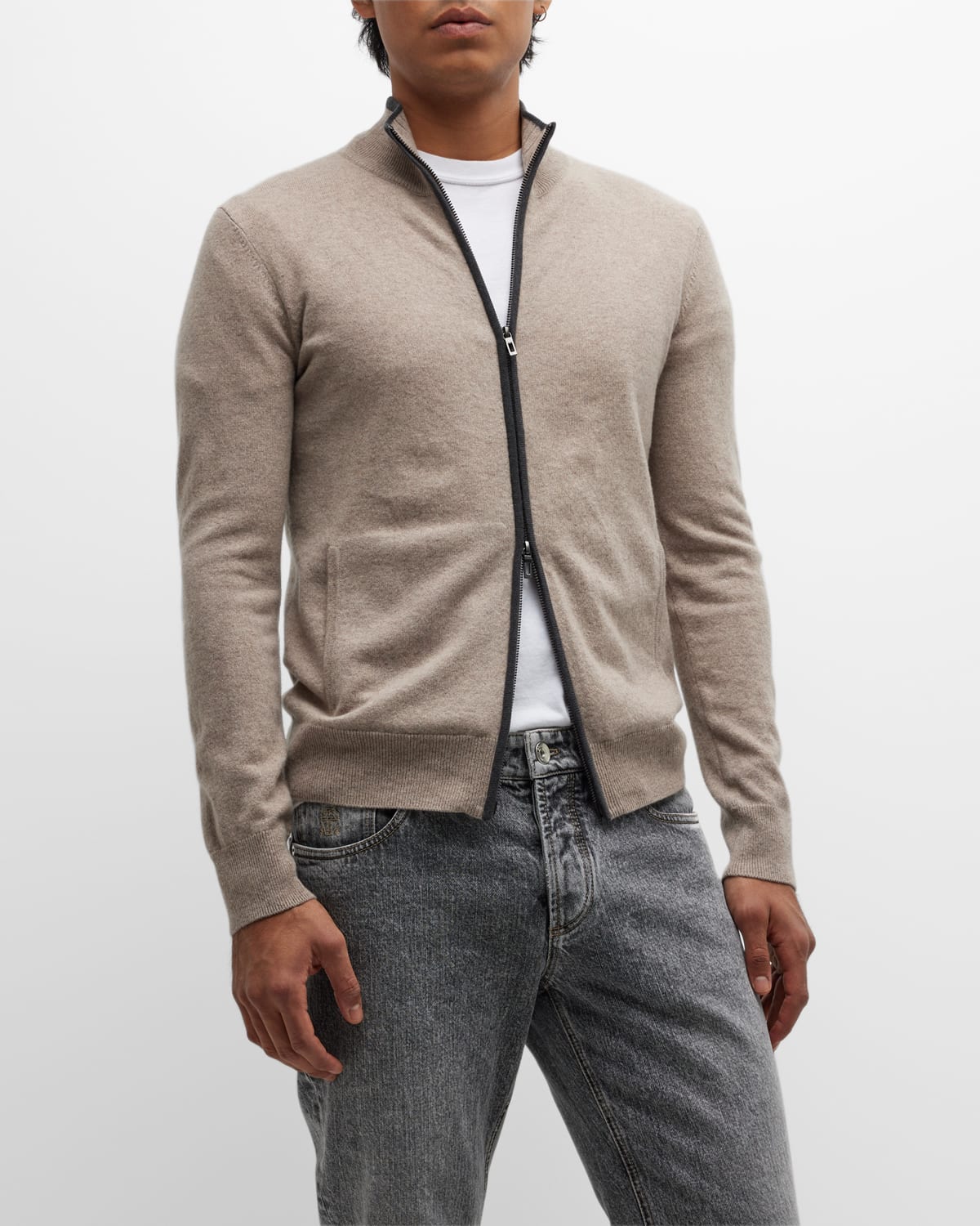 Neiman Marcus Men's Recycled Cashmere FullZip Sweater Neiman Marcus