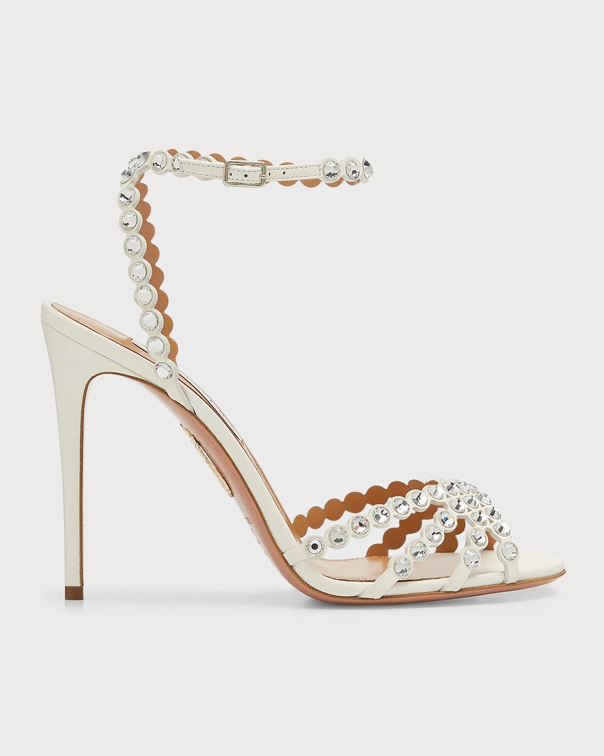 Aquazzura Tequila Crystal AnkleStrap Cocktail Sandals Neiman Marcus