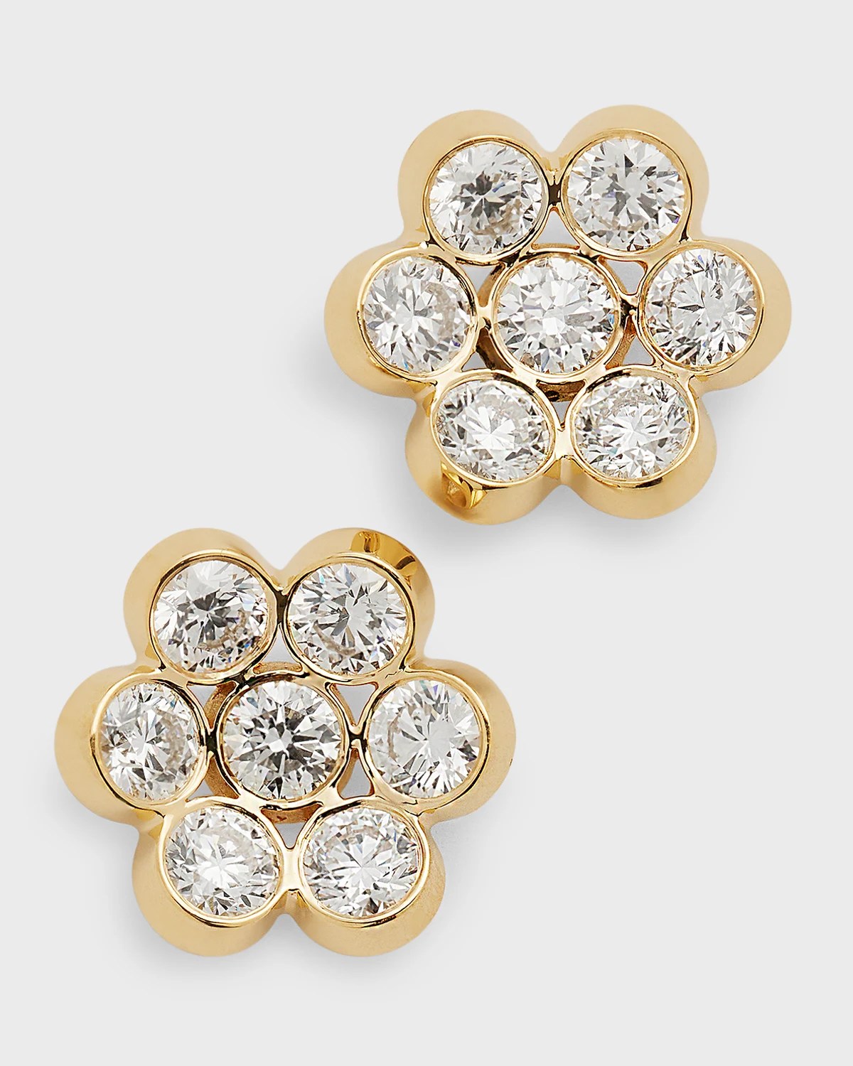 Bayco 18k Yellow Gold Floral Diamond Stud Earrings Neiman Marcus