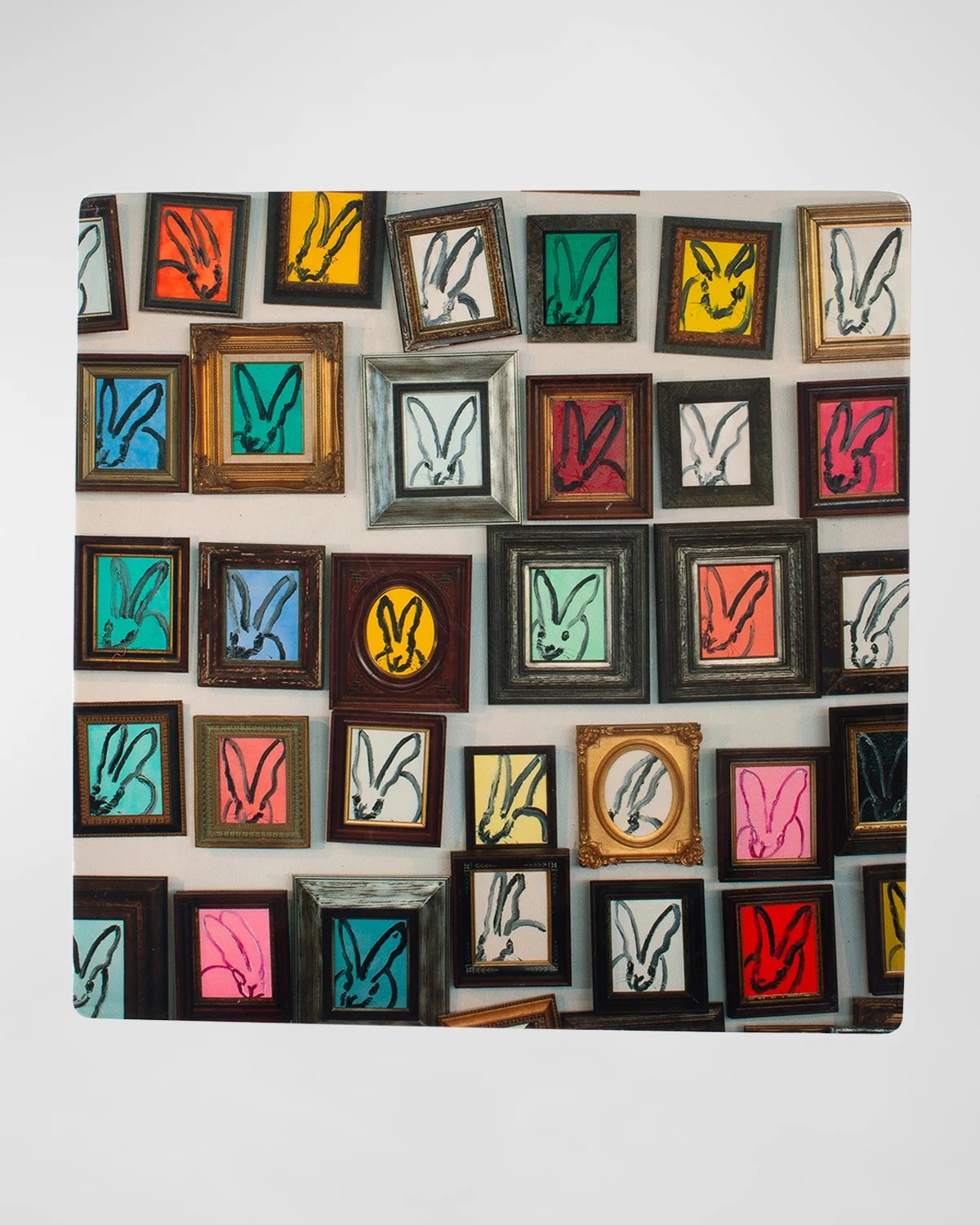 Hunt Slonem White Ascension Gold Leaf and Lacquer Placemat 14.5"Sq