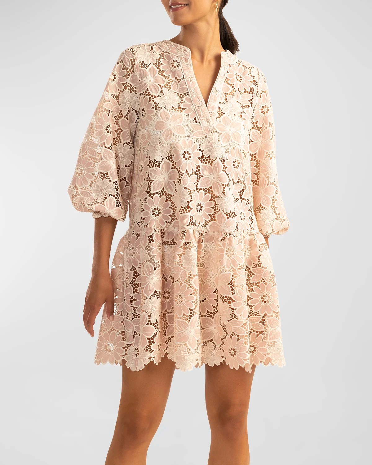 Shoshanna Milos Eyelet Embroidered Mini Dress Neiman Marcus