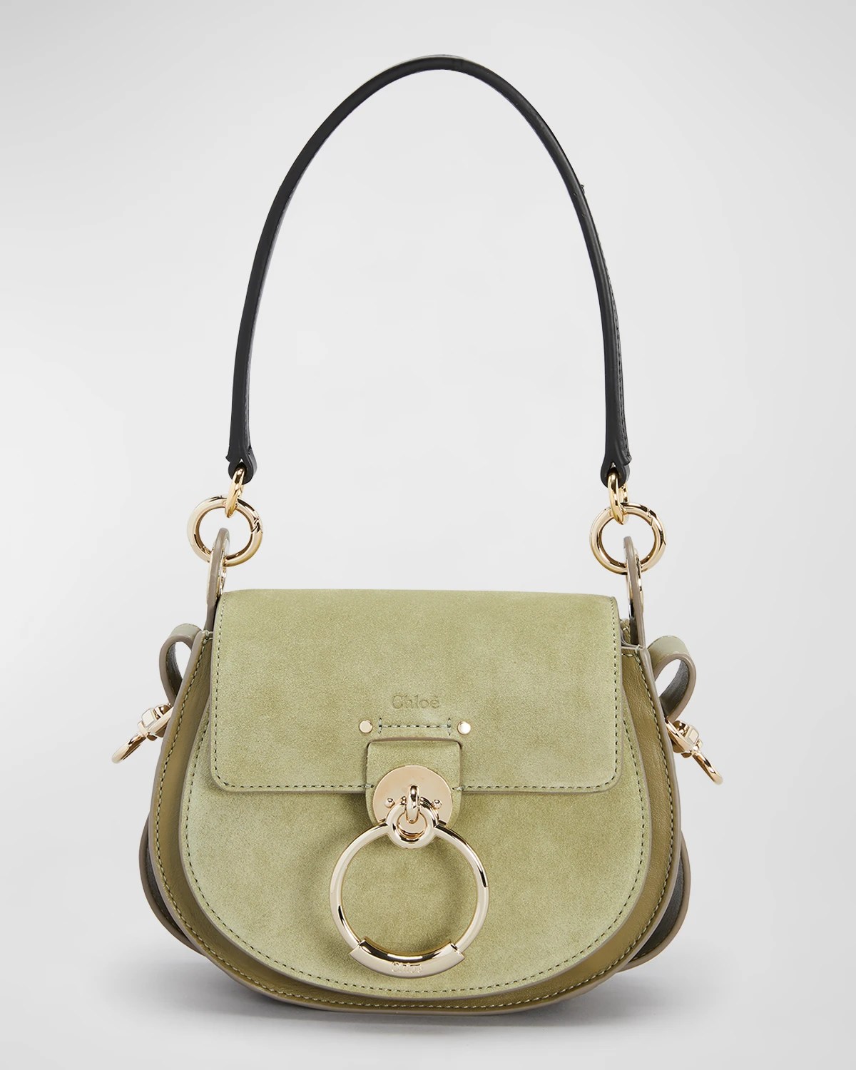 Chloe Tess Small Linen & Leather Saddle Crossbody Bag Neiman Marcus