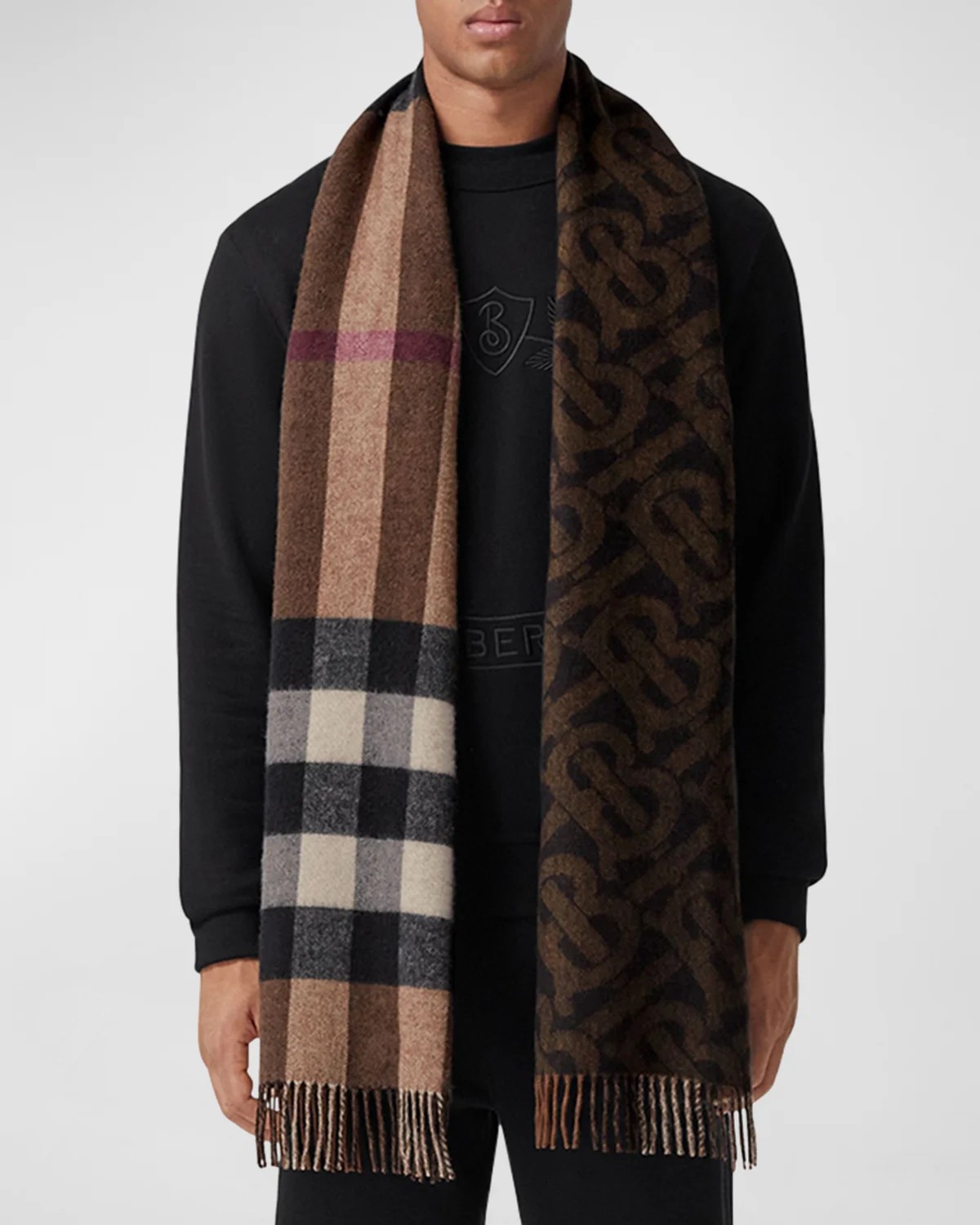 Burberry Men's Giant Icon Cashmere Scarf Neiman Marcus