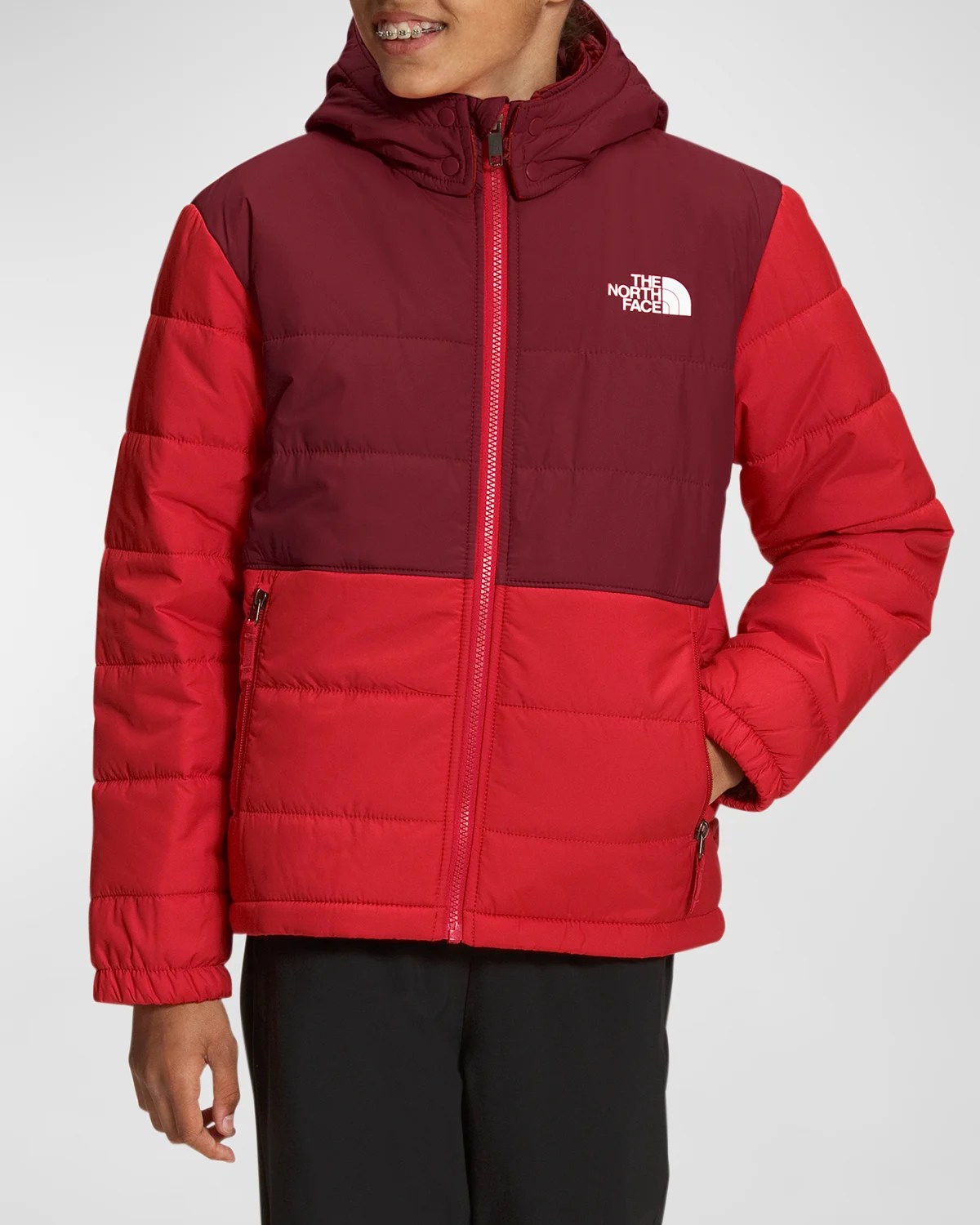 The North Face Boy's Mount Chimbo Fleece Reversible Hooded Jacket, Size