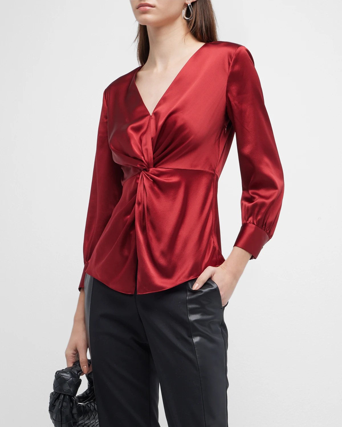 Vince BandCollar LongSleeve Silk Blouse Neiman Marcus