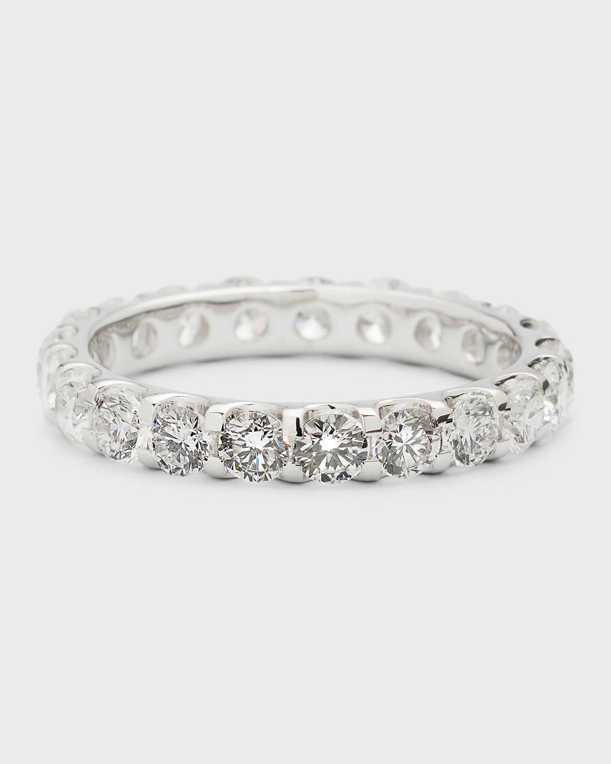 Neiman Marcus Diamonds 18K White Gold EmeraldCut Diamond Eternity Band, Size 6, 3.0tcw Neiman