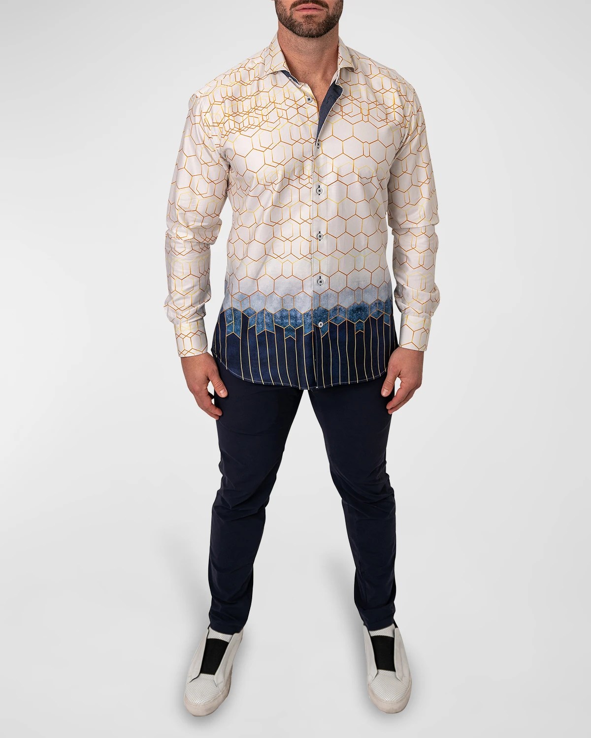 Maceoo Men's Fibonacci ButtonDown Shirt, Skull Scramble Multi Neiman Marcus