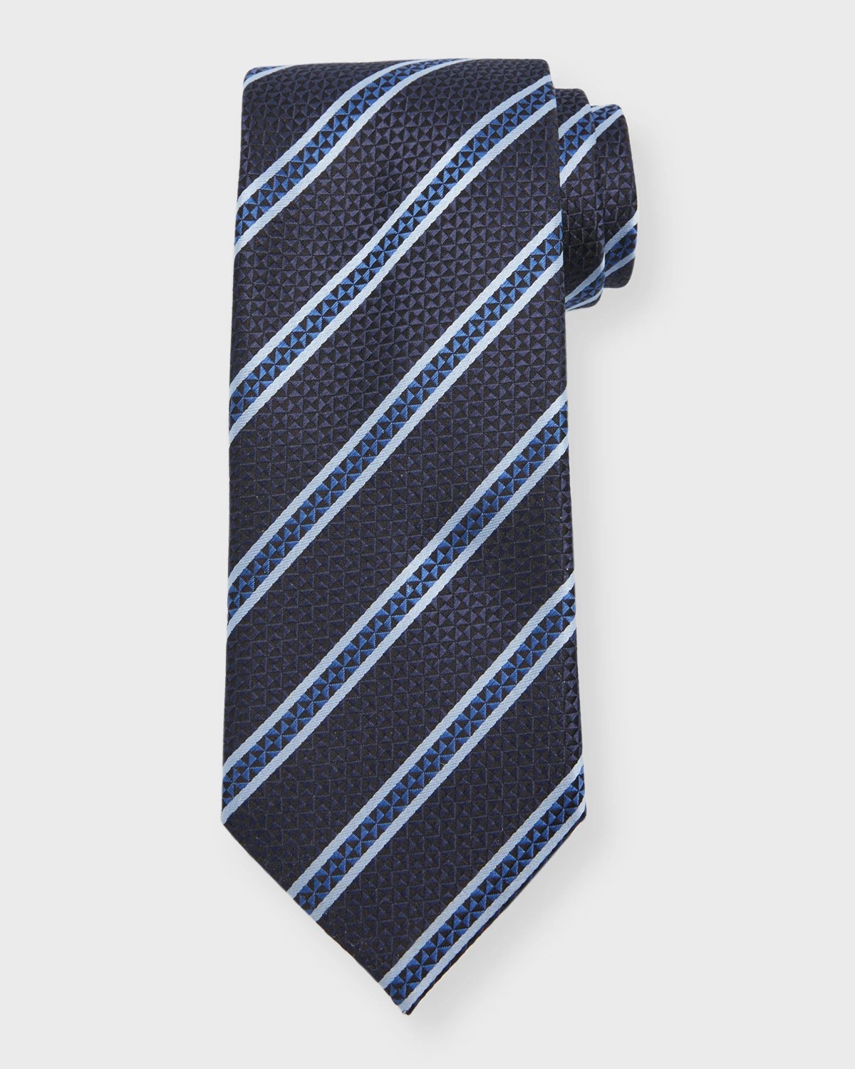 ZEGNA Men's Brera Stripe Silk Tie Neiman Marcus