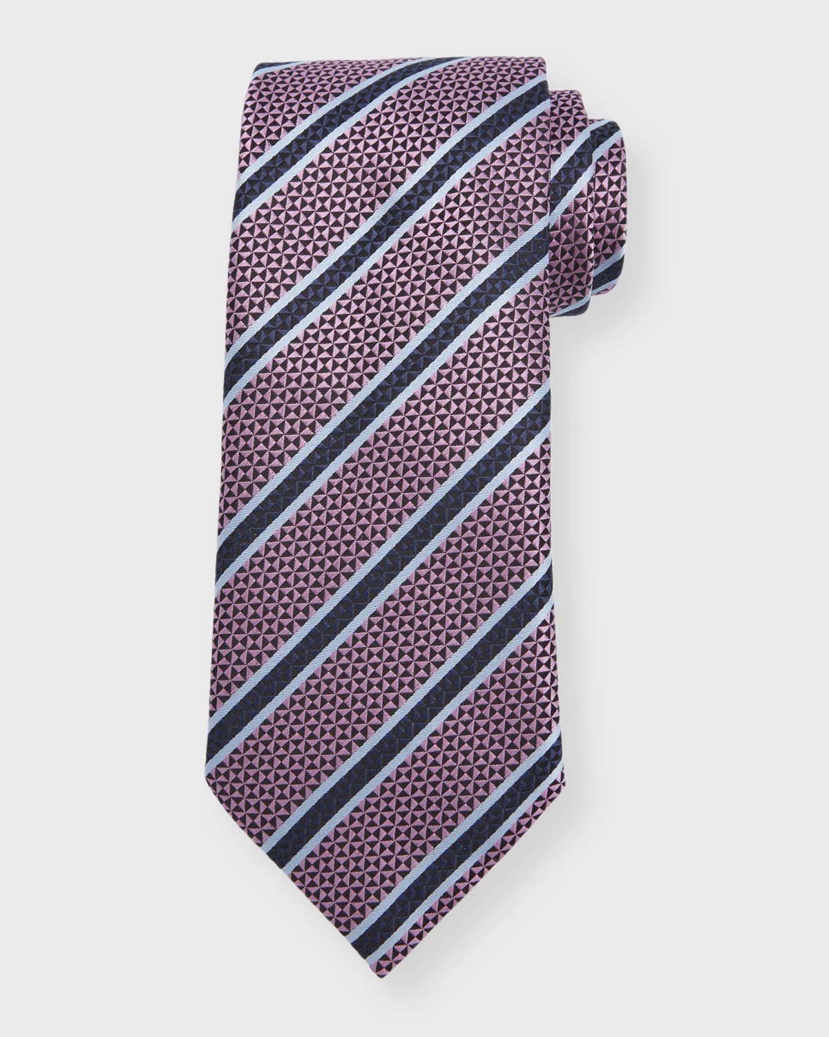 ZEGNA Men's Brera Stripe Silk Tie Neiman Marcus