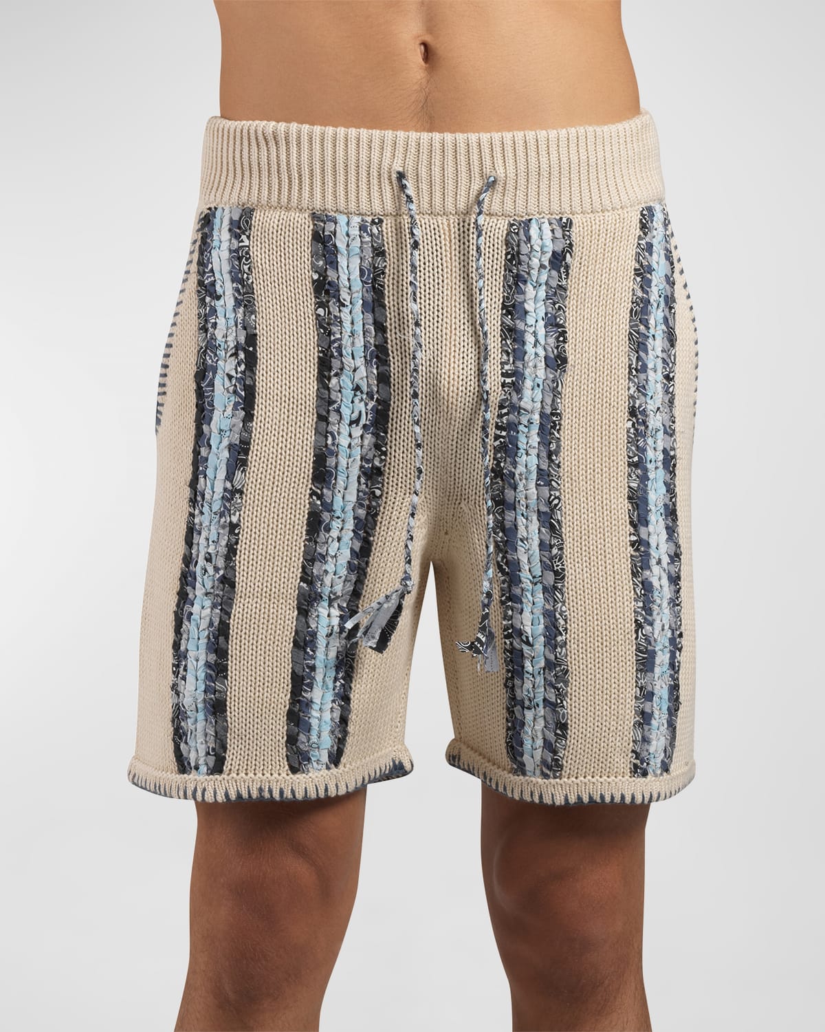 Amiri Men's LaserCut Leather Bandana Shorts Neiman Marcus