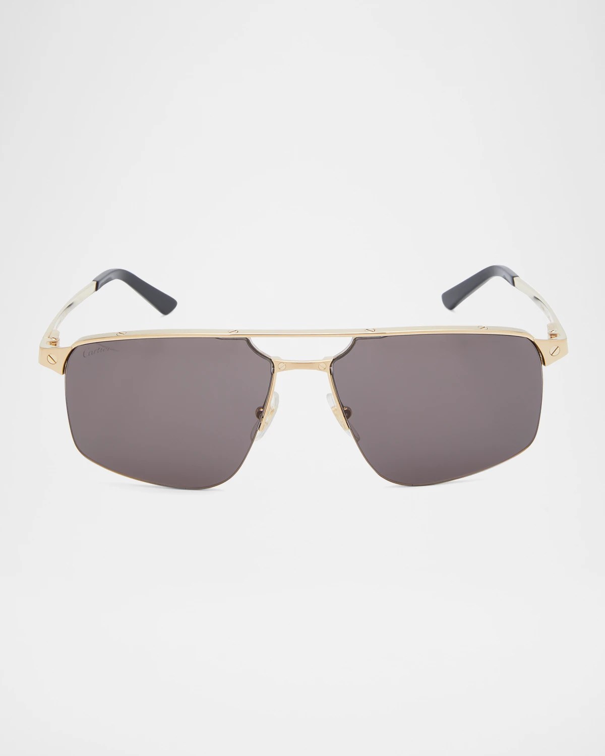 Gucci Men's Rimless Metal Rectangle Sunglasses with Logo Neiman Marcus