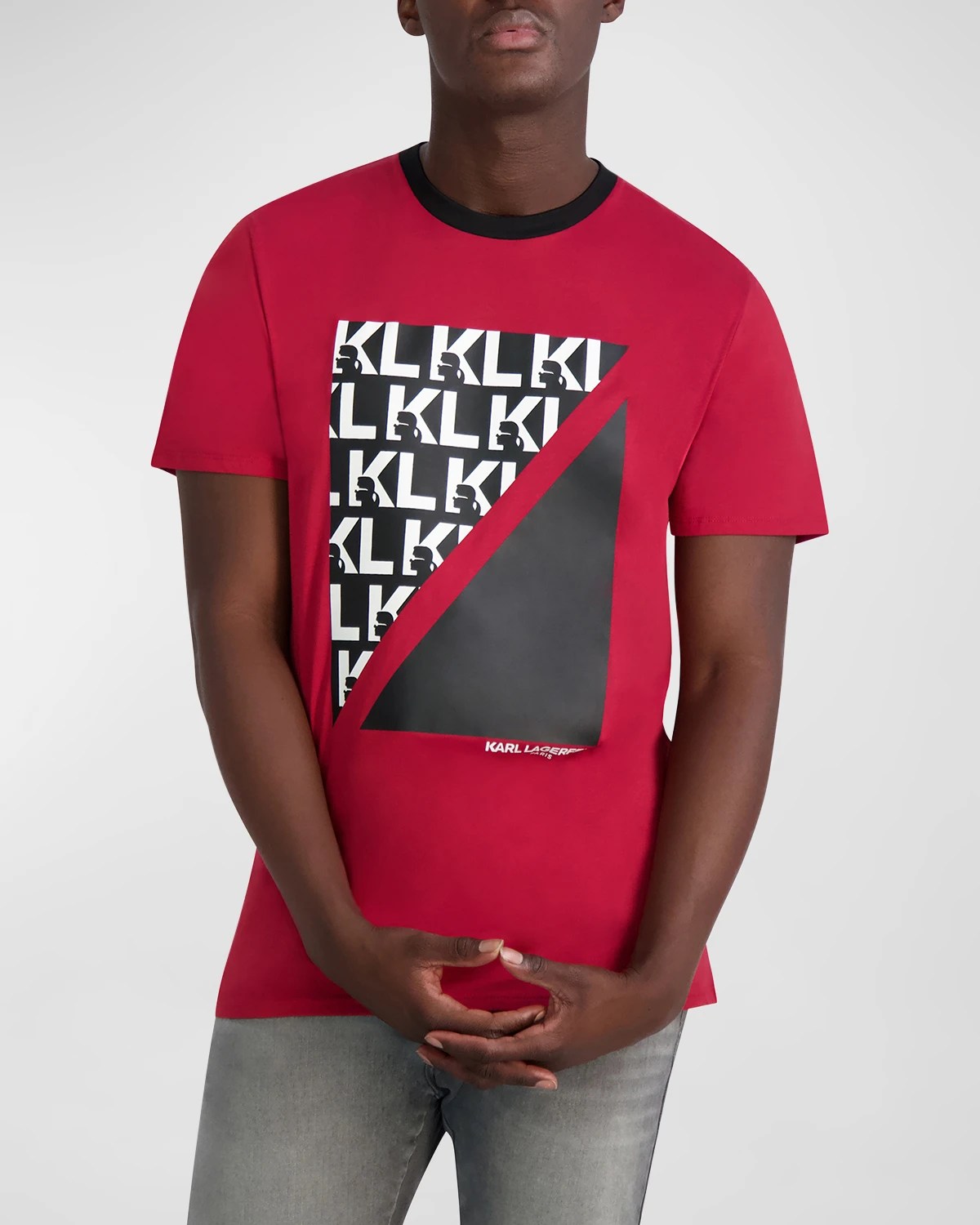 Karl Lagerfeld Paris Men's Shiny KL Logo TShirt Neiman Marcus