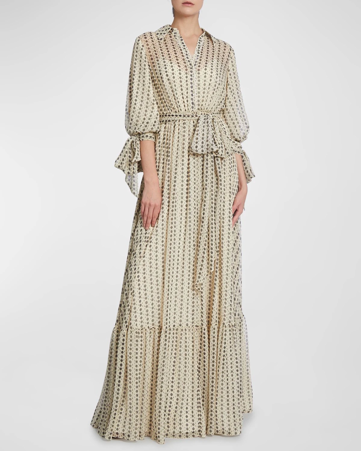 Badgley Mischka Collection Belted Sequin Column Shirt