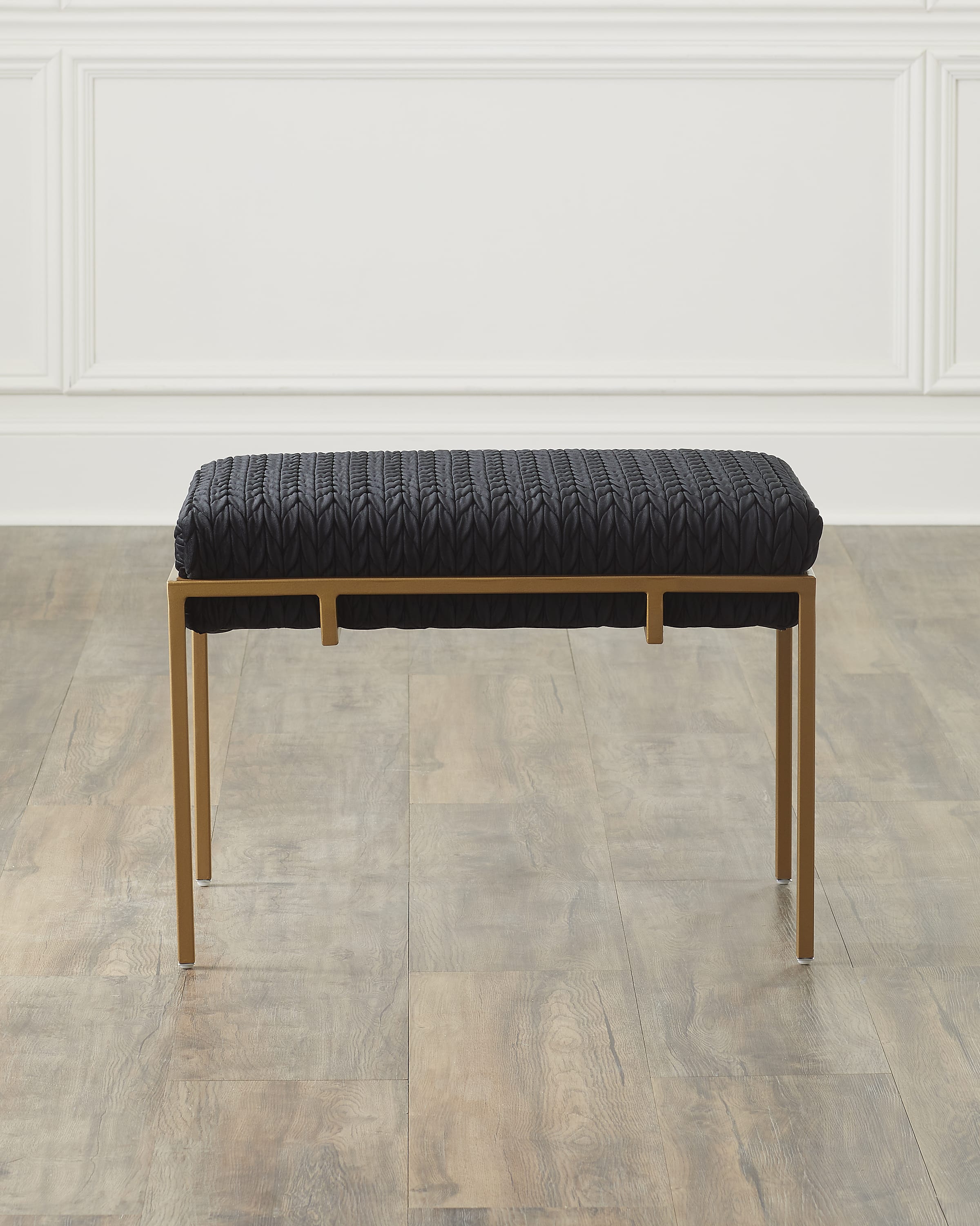 JohnRichard Collection Metal Gold Upholstered Bench Neiman Marcus