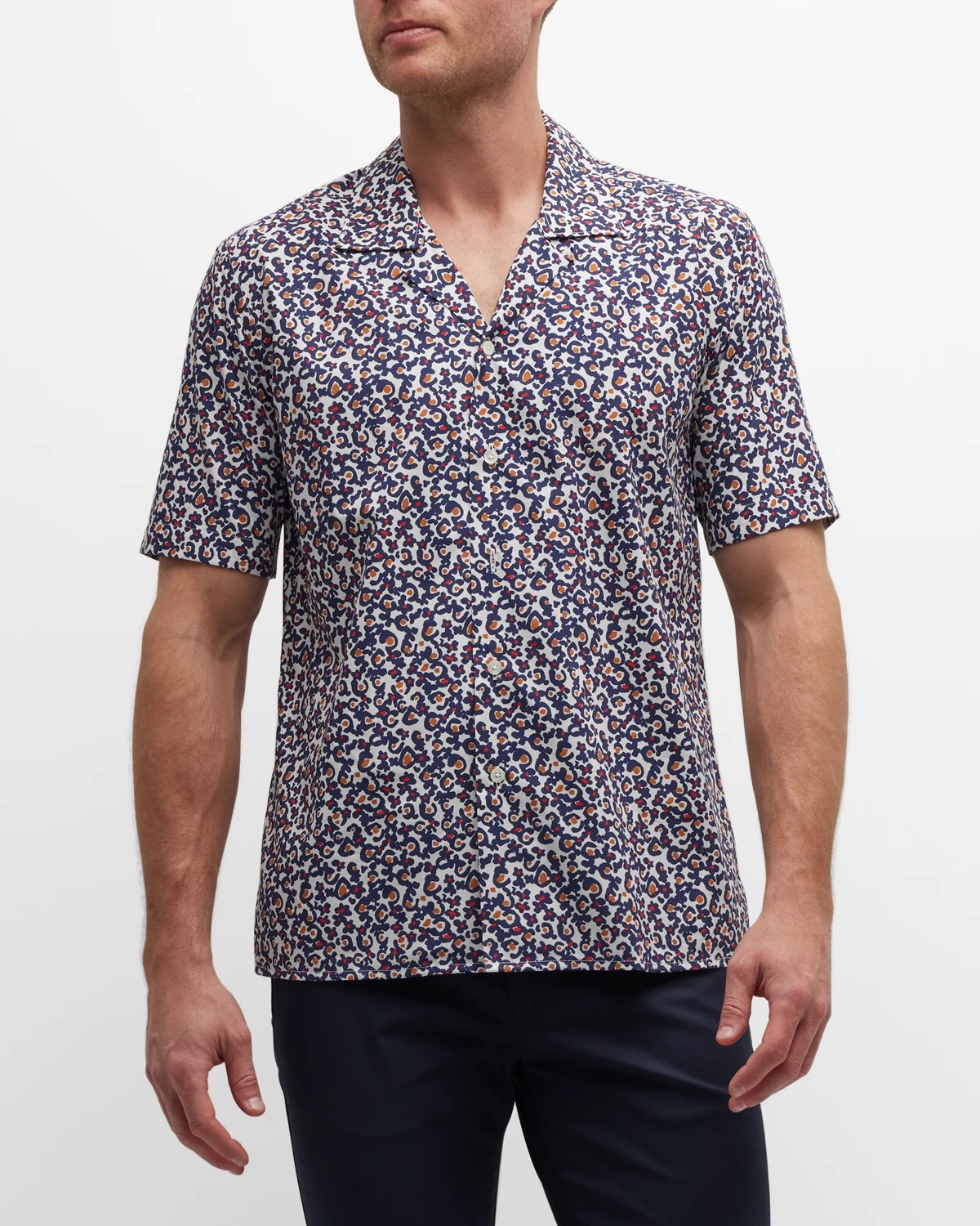 Onia Men's FloralPrint Convertible Camp Shirt Neiman Marcus