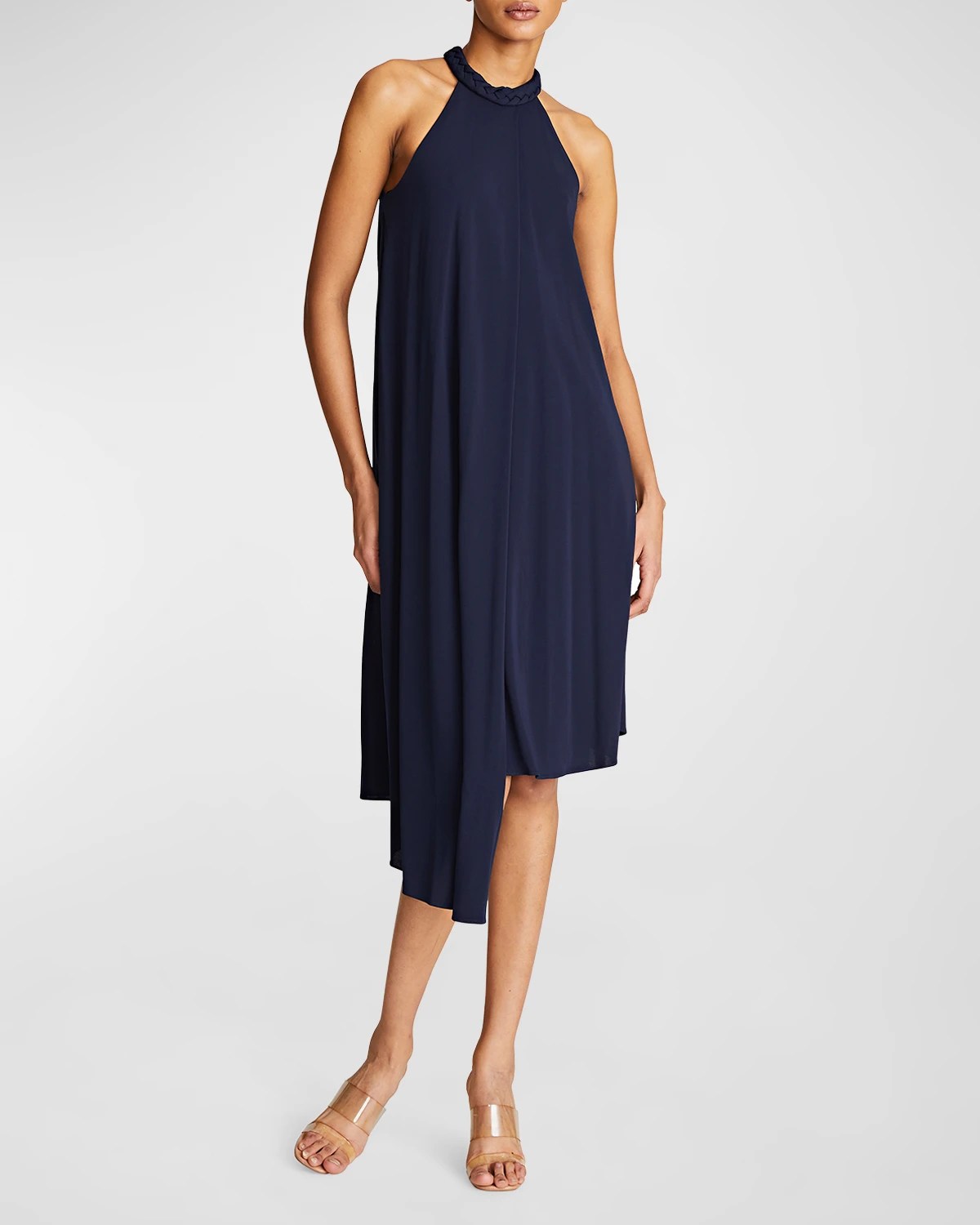 Halston Lulu HighLow Jersey Halter Dress Neiman Marcus