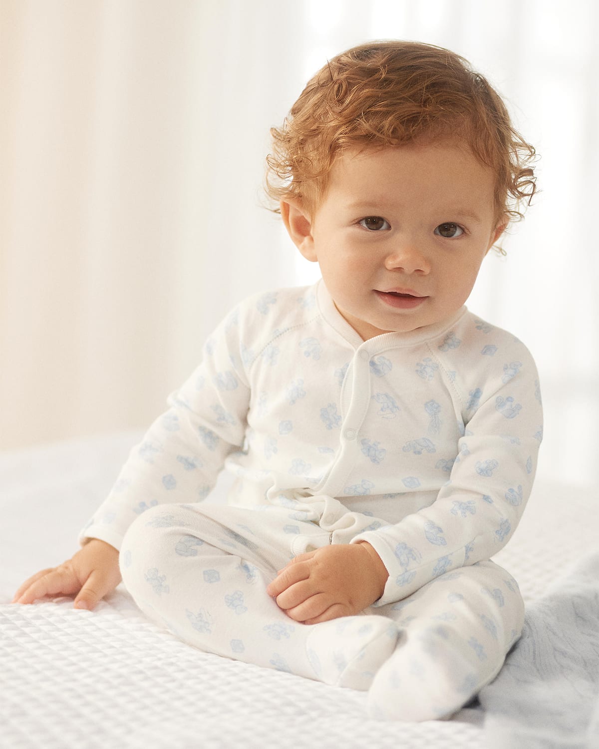 Ralph Lauren Childrenswear Boy's Striped Organic Cotton Top W/ Footed