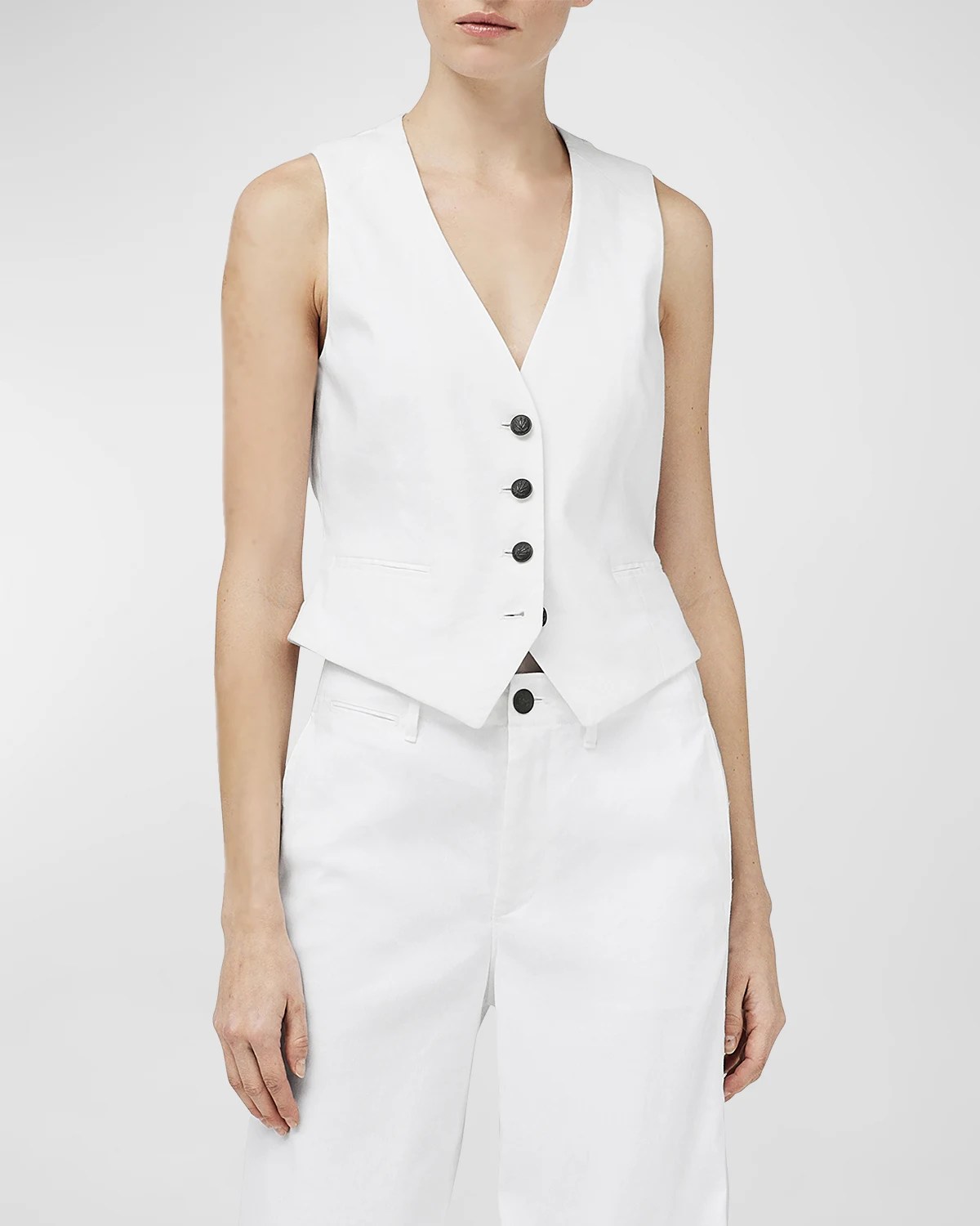 Veronica Beard Linen Cropped Vest Neiman Marcus