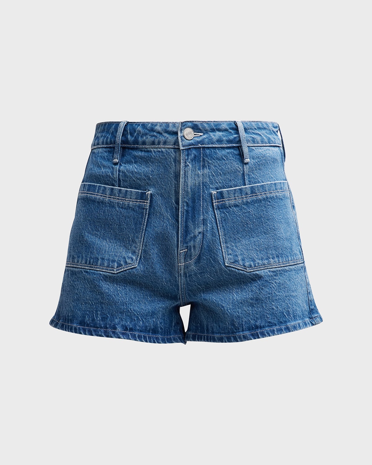 FRAME Le Bardot Denim PatchPocket Shorts Neiman Marcus