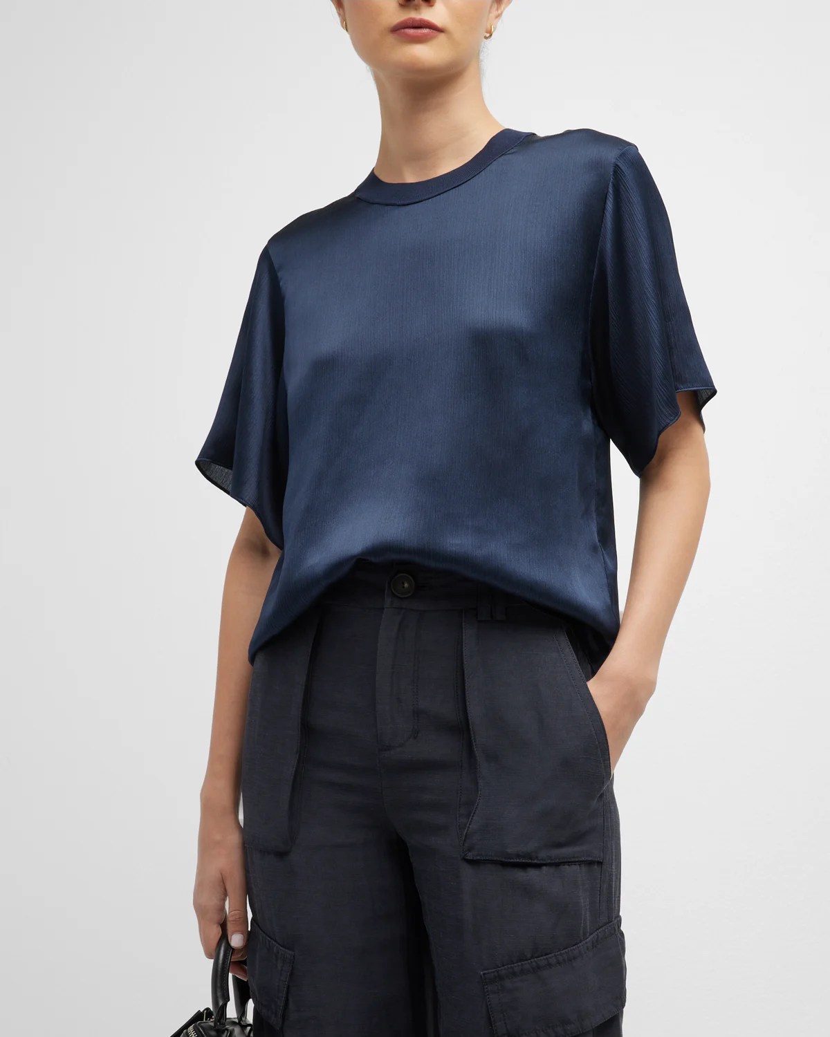 Vince MerrowTrim LongSleeve Ribbed Crewneck Top Neiman Marcus