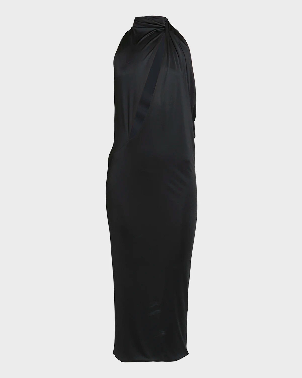 Versace Draped Plunge Long Cocktail Dress Neiman Marcus