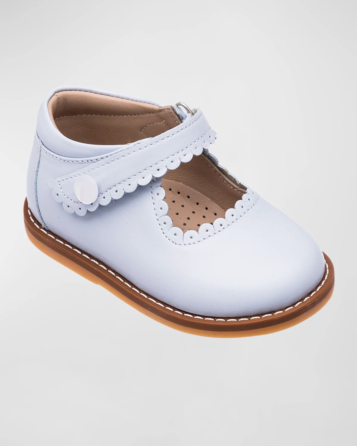 L'Amour Shoes Girl's Chloe Scalloped Leather Mary Jane, Baby/Toddler