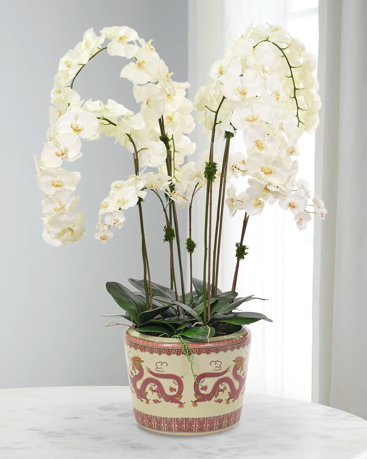 NDI Faux Orchid Phalaenopsis In Wood Tray, 13"T Neiman Marcus