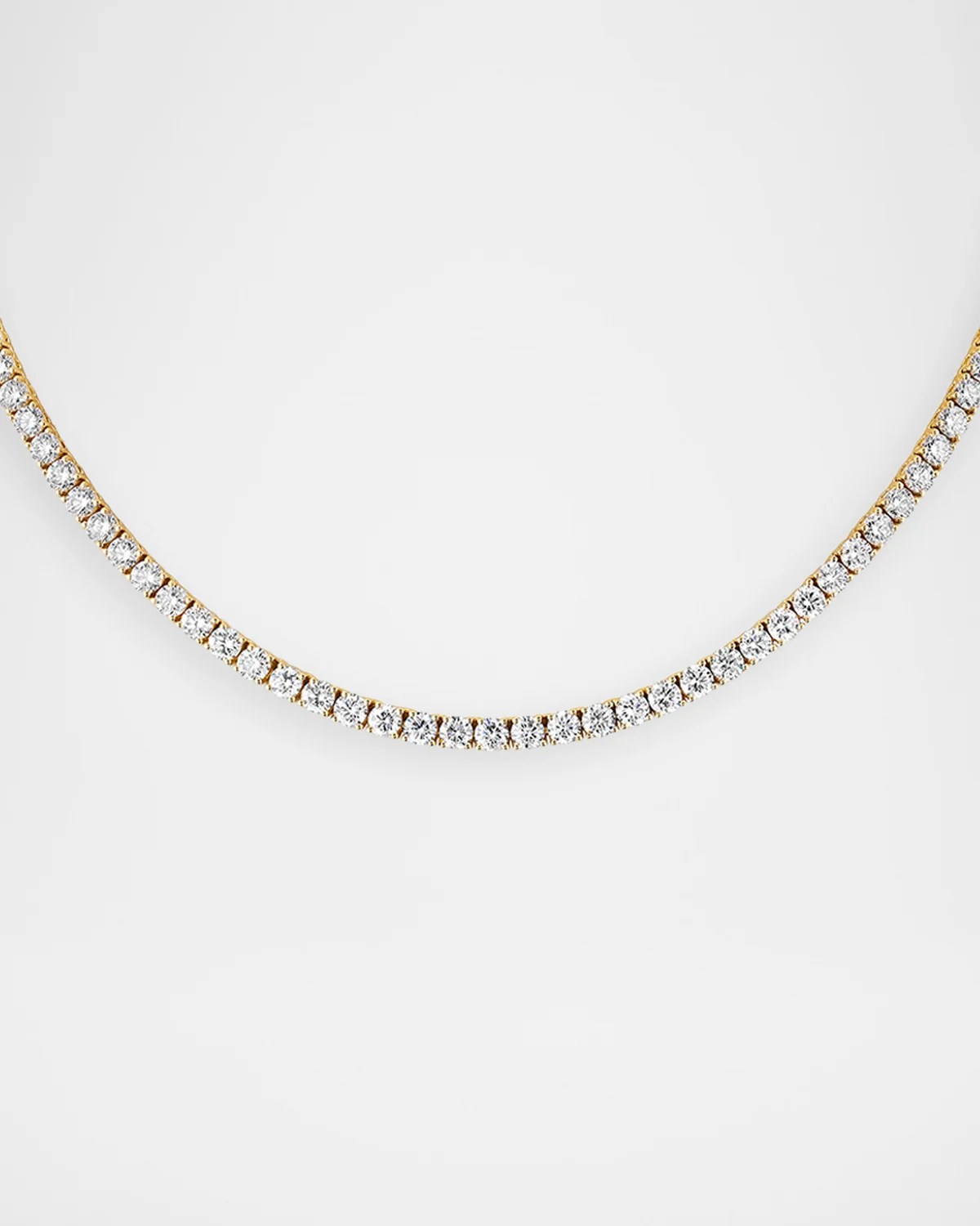 Neiman Marcus Diamonds 18K Yellow Gold Diamond Tennis Necklace, 14.18
