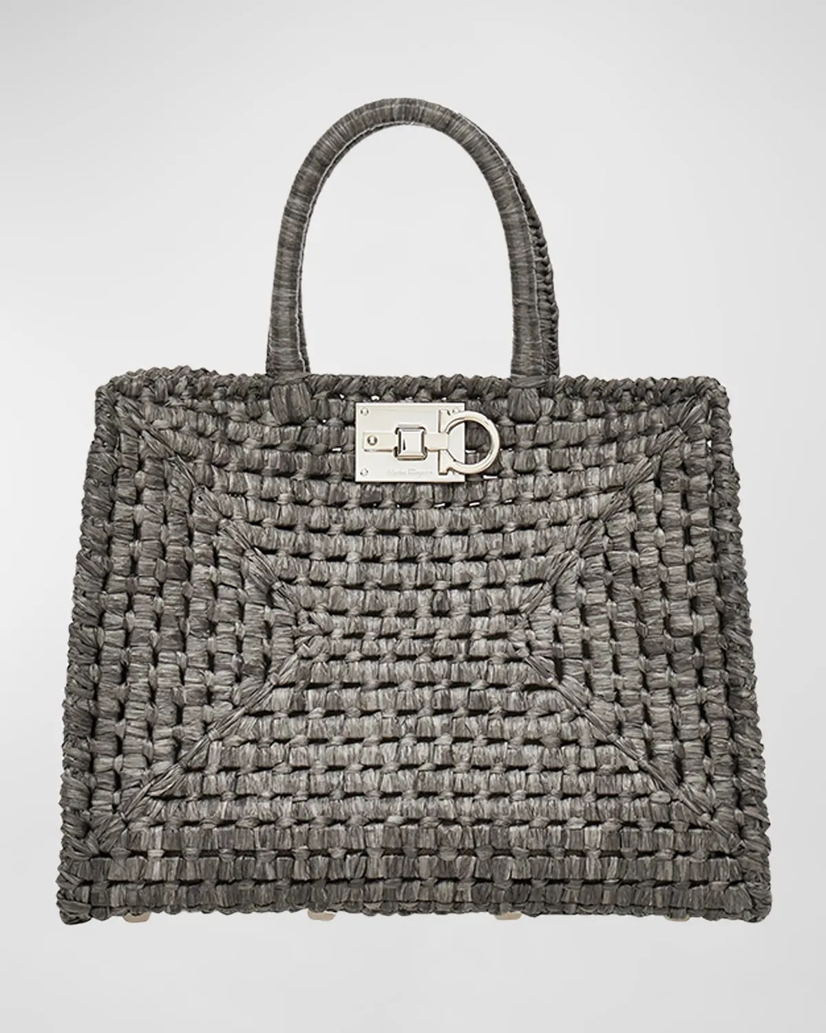 Ferragamo The Studio Raffia Basket TopHandle Bag Neiman Marcus