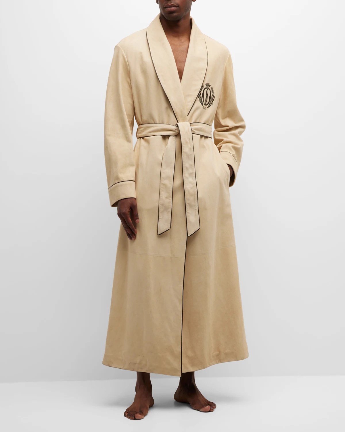 Moschino Men's Underbear Embroidered Cotton Robe Neiman Marcus