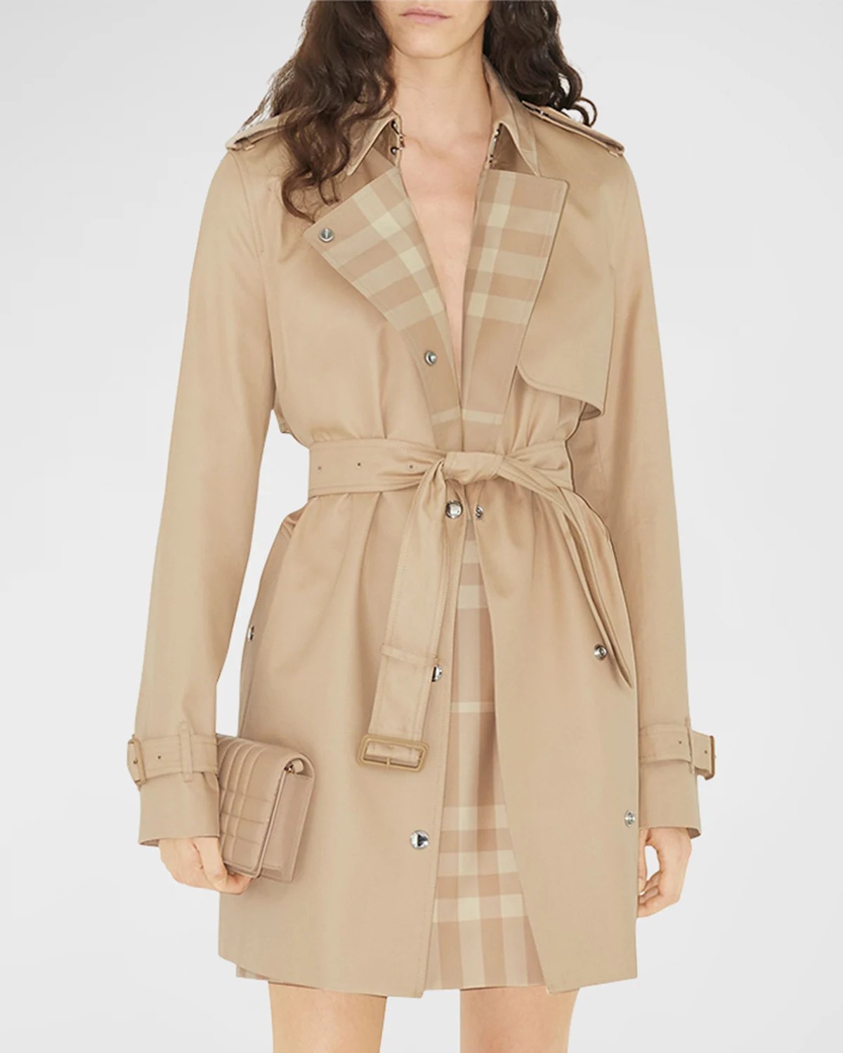 Burberry Sandridge CheckLined Trench Coat Neiman Marcus