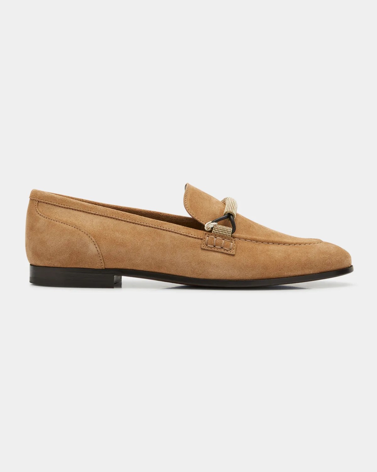 Brunello Cucinelli Suede Shearling Penny Loafers Neiman Marcus