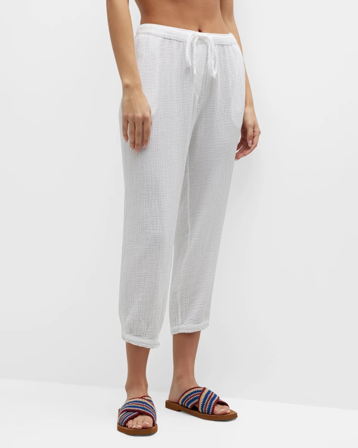 Xirena Jordyn Crinkled Cropped Cotton Gauze Pants Neiman Marcus