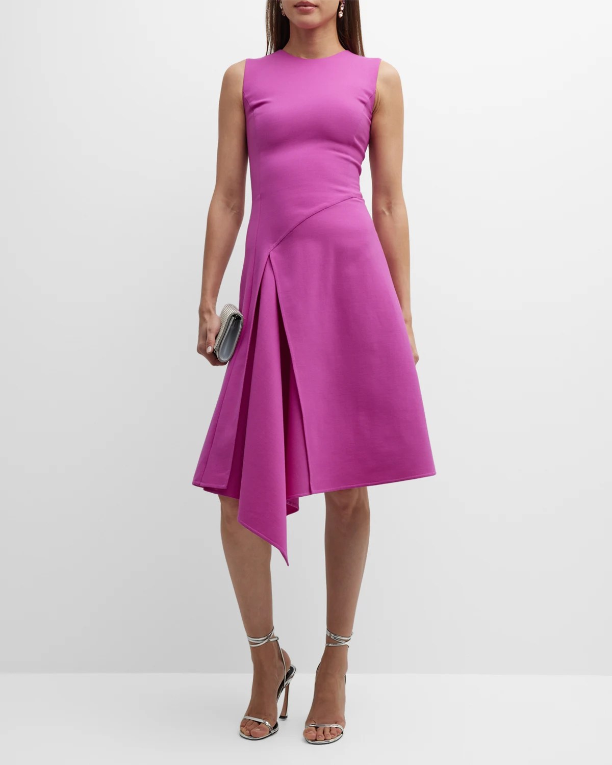 Oscar de la Renta WoolBlend Short Dress with Pleated Detail Neiman