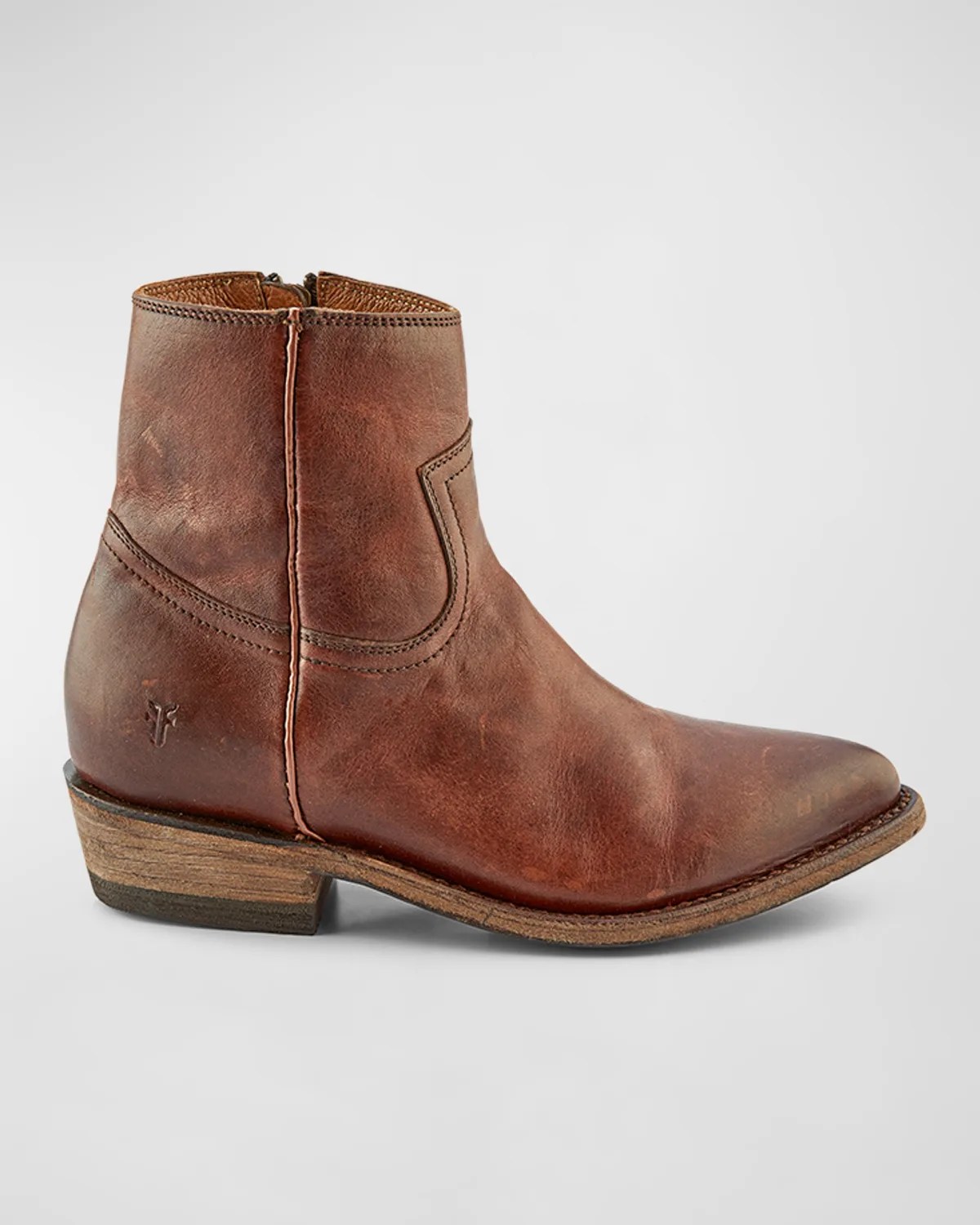 Frye Billy Leather Zip Western Booties Neiman Marcus