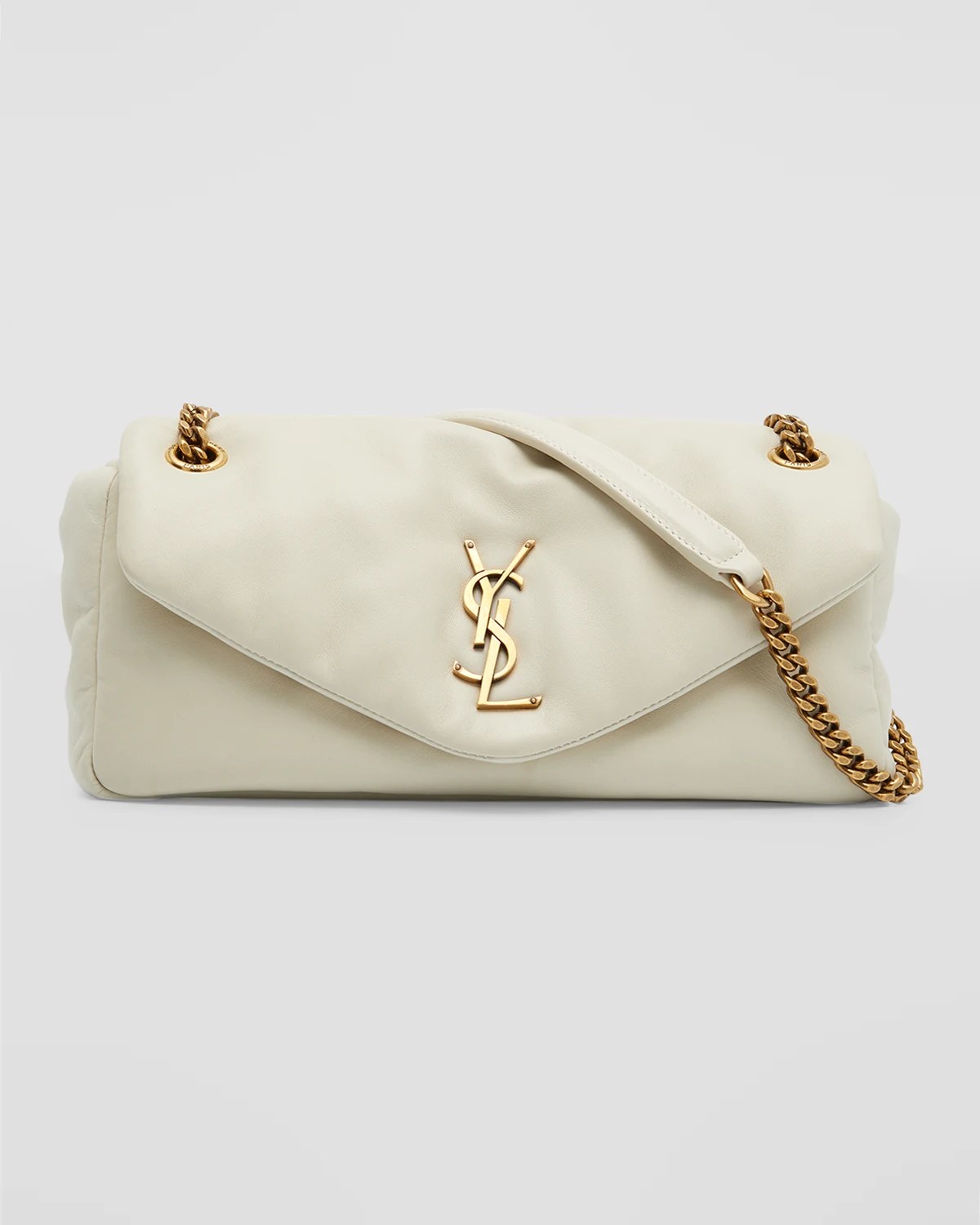 Saint Laurent Calypso YSL Shearling Chain Shoulder Bag Neiman Marcus