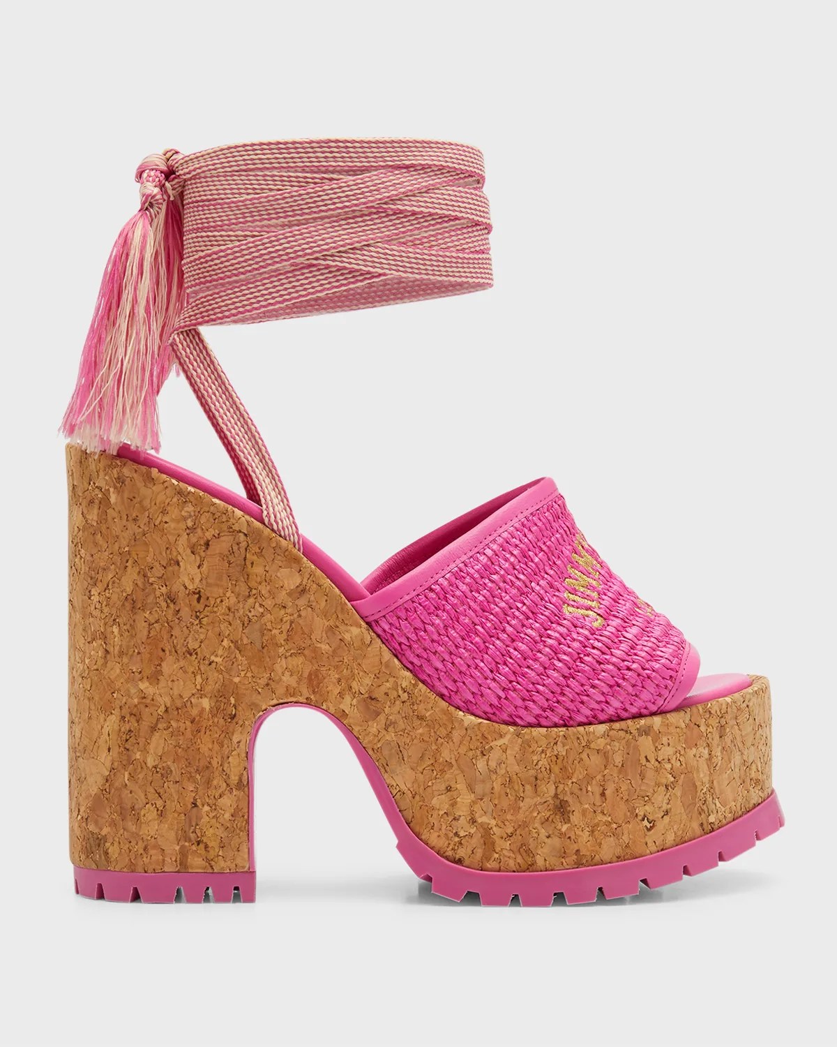 Jimmy Choo Delilah Raffia AnkleStrap Platform Sandals Neiman Marcus