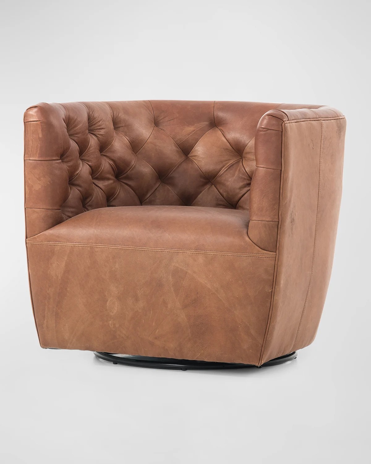 Four Hands Quinton Leather Swivel Chair Neiman Marcus