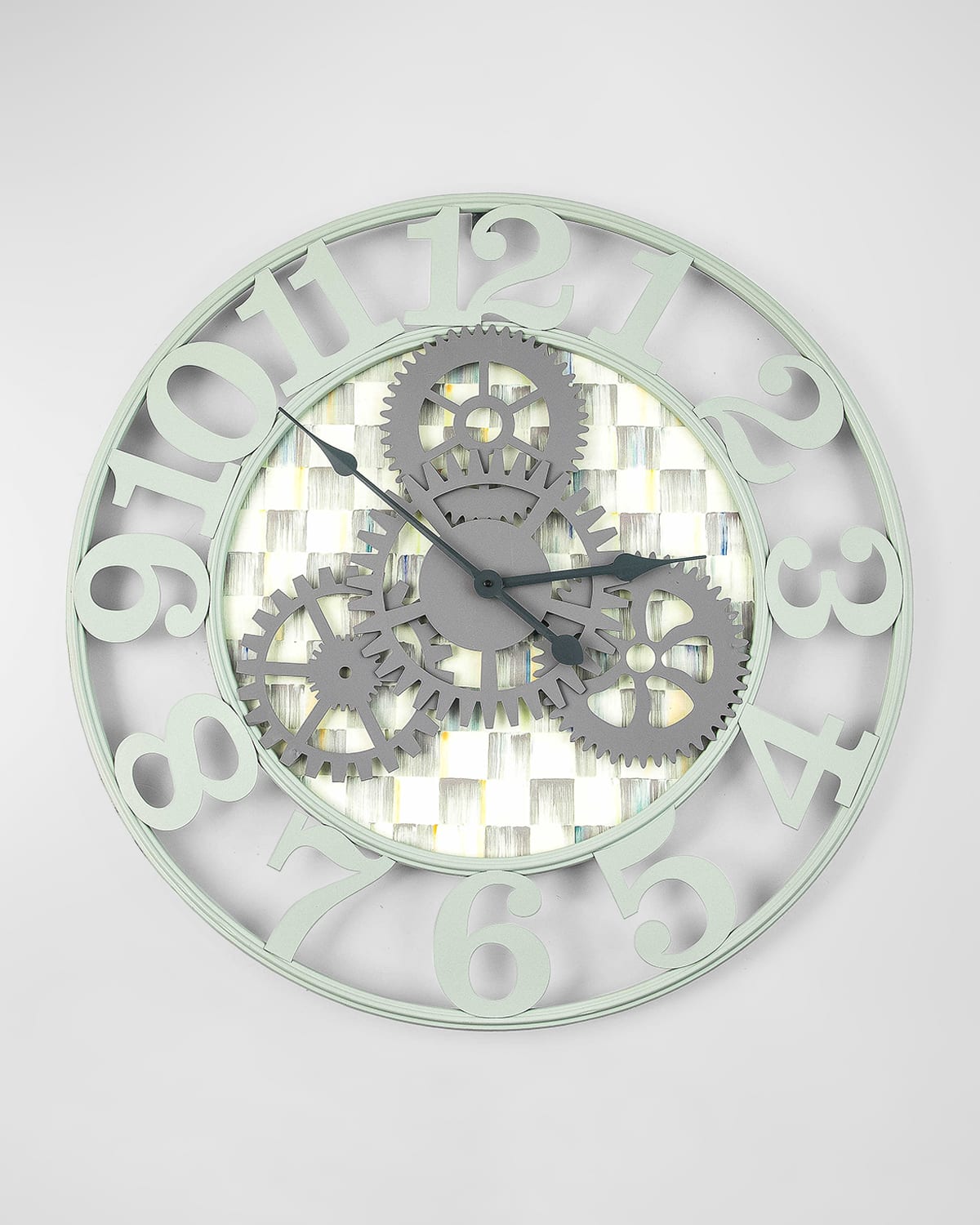 MacKenzieChilds Royal Check Small Farmhouse Wall Clock Neiman Marcus