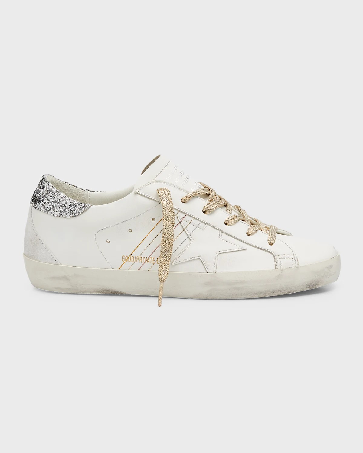 Golden Goose Superstar Leather Glitter LowTop Sneakers Neiman Marcus