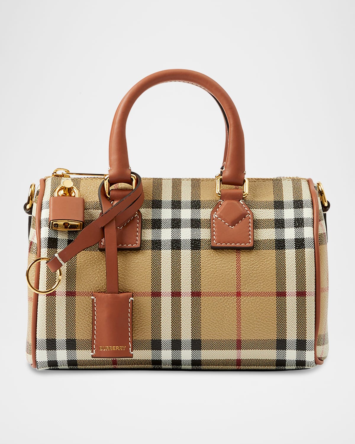 Burberry Check ECanvas Bowling TopHandle Bag Neiman Marcus