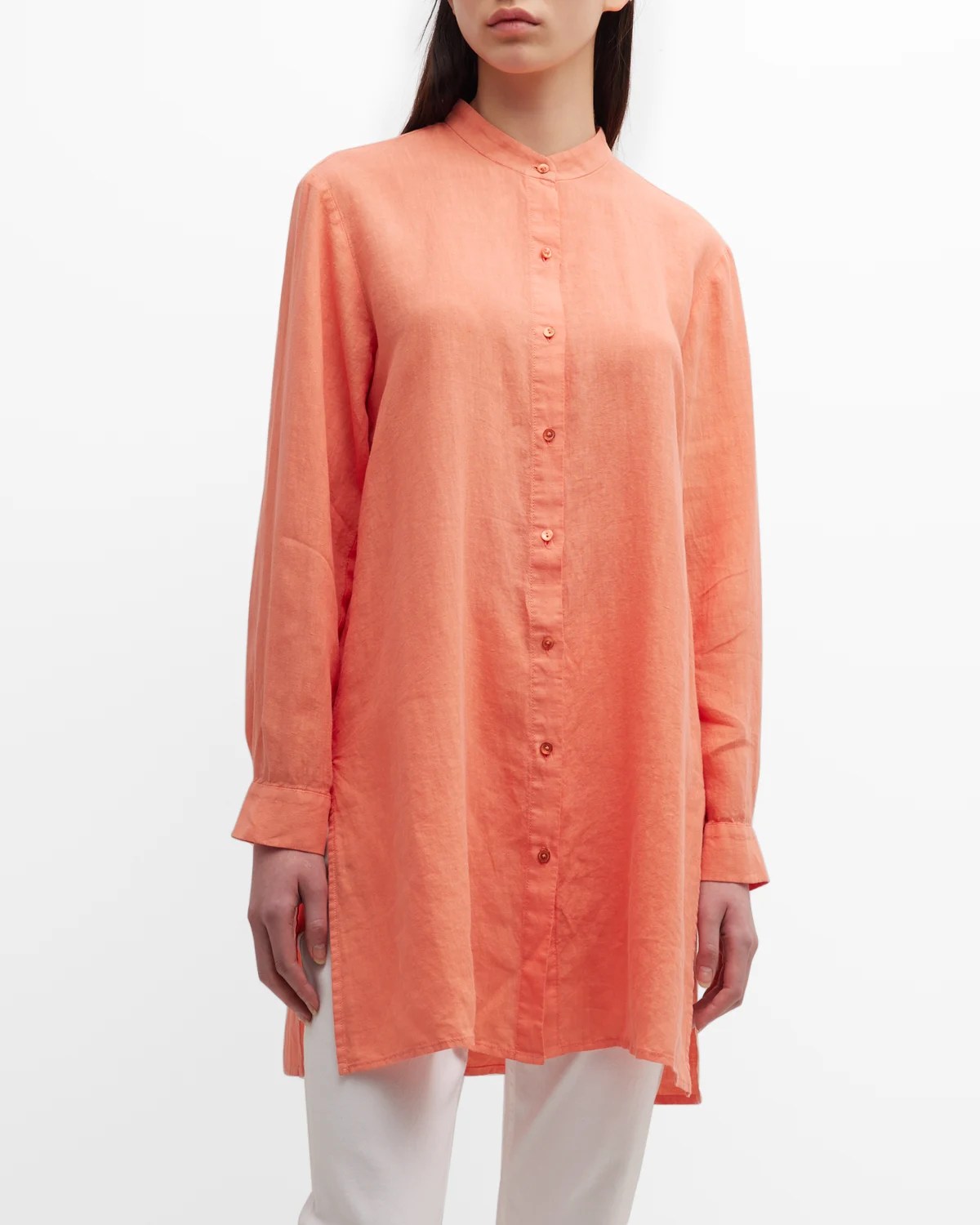 Eileen Fisher Sleeveless ButtonDown Linen Shirt Neiman Marcus