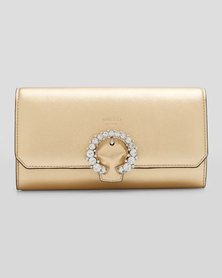 Jimmy Choo Buckle Lambskin Wallet with Chain Neiman Marcus