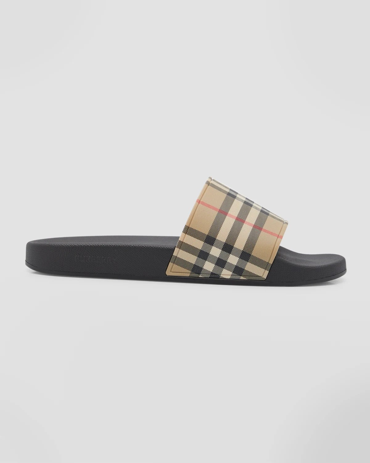 Burberry Men's Check EKD Rubber Slides Neiman Marcus