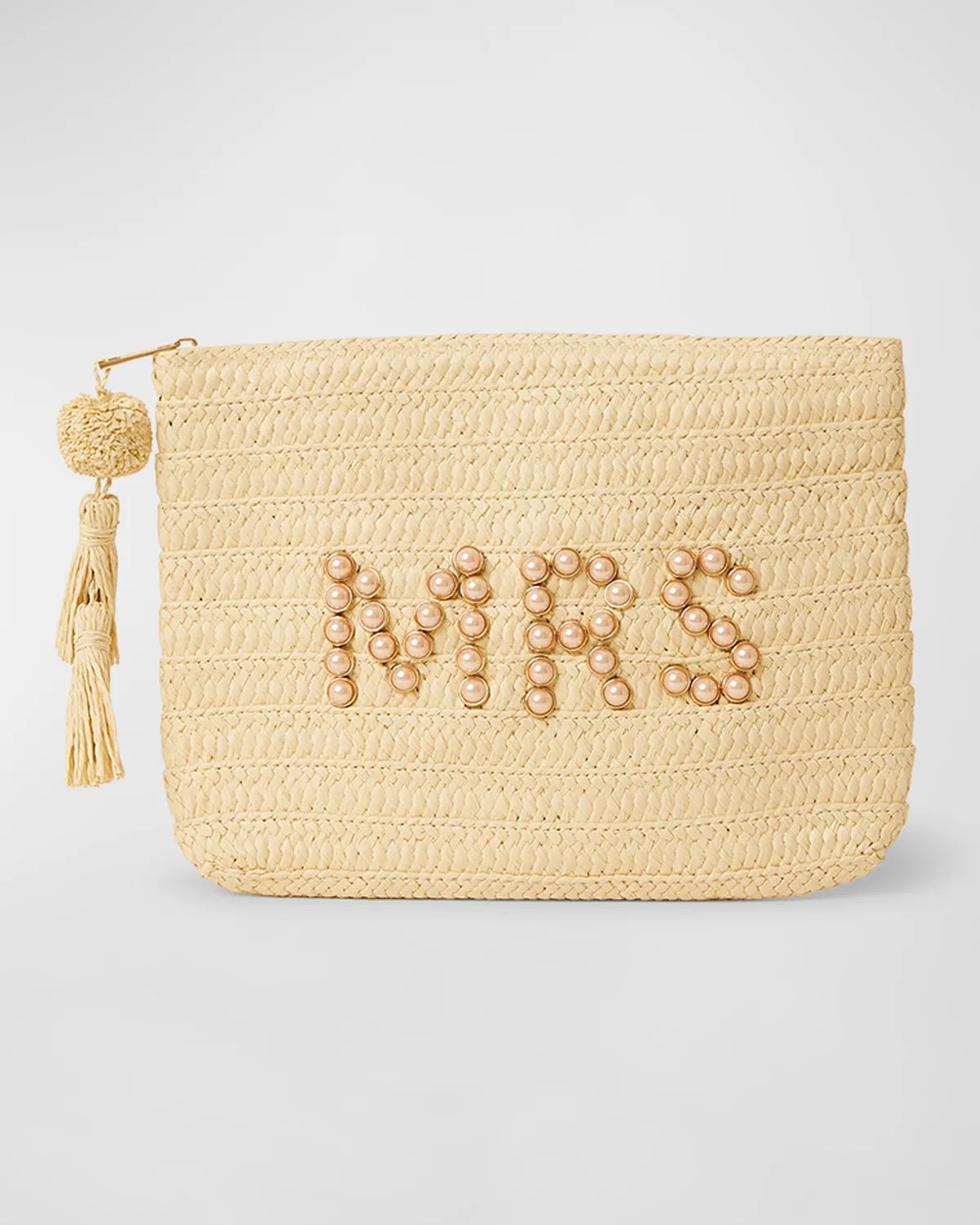 POOLSIDE Moroc Studded Cage Straw Clutch Bag Neiman Marcus