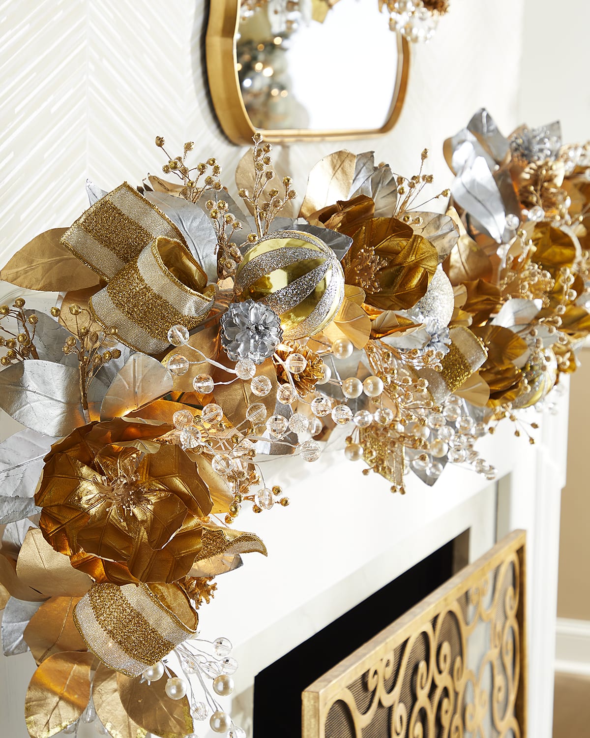 Neiman Marcus Silver & Gold PreLit Christmas Wreath Neiman Marcus