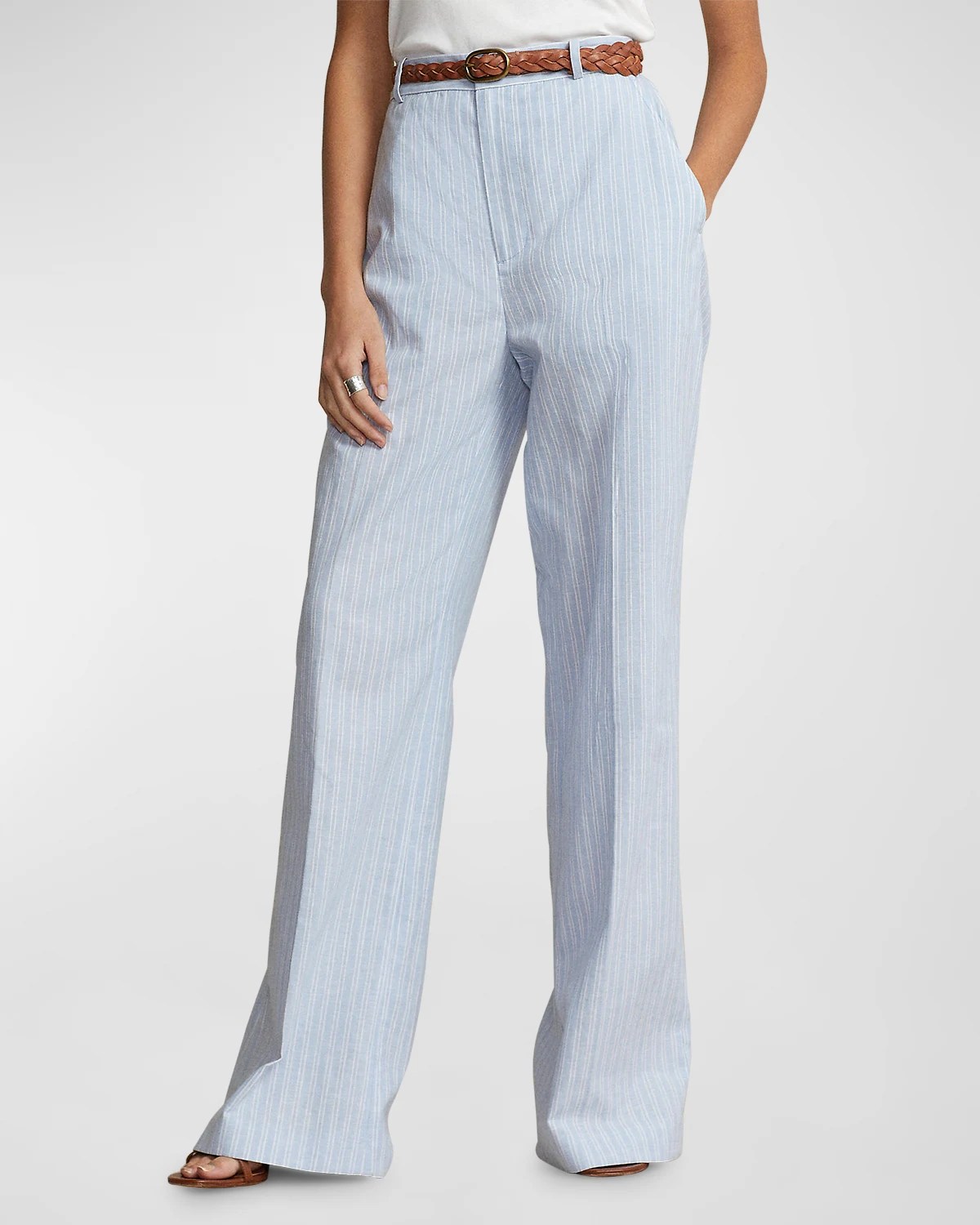 Halston Zoya WideLeg LinenBlend Pants Neiman Marcus
