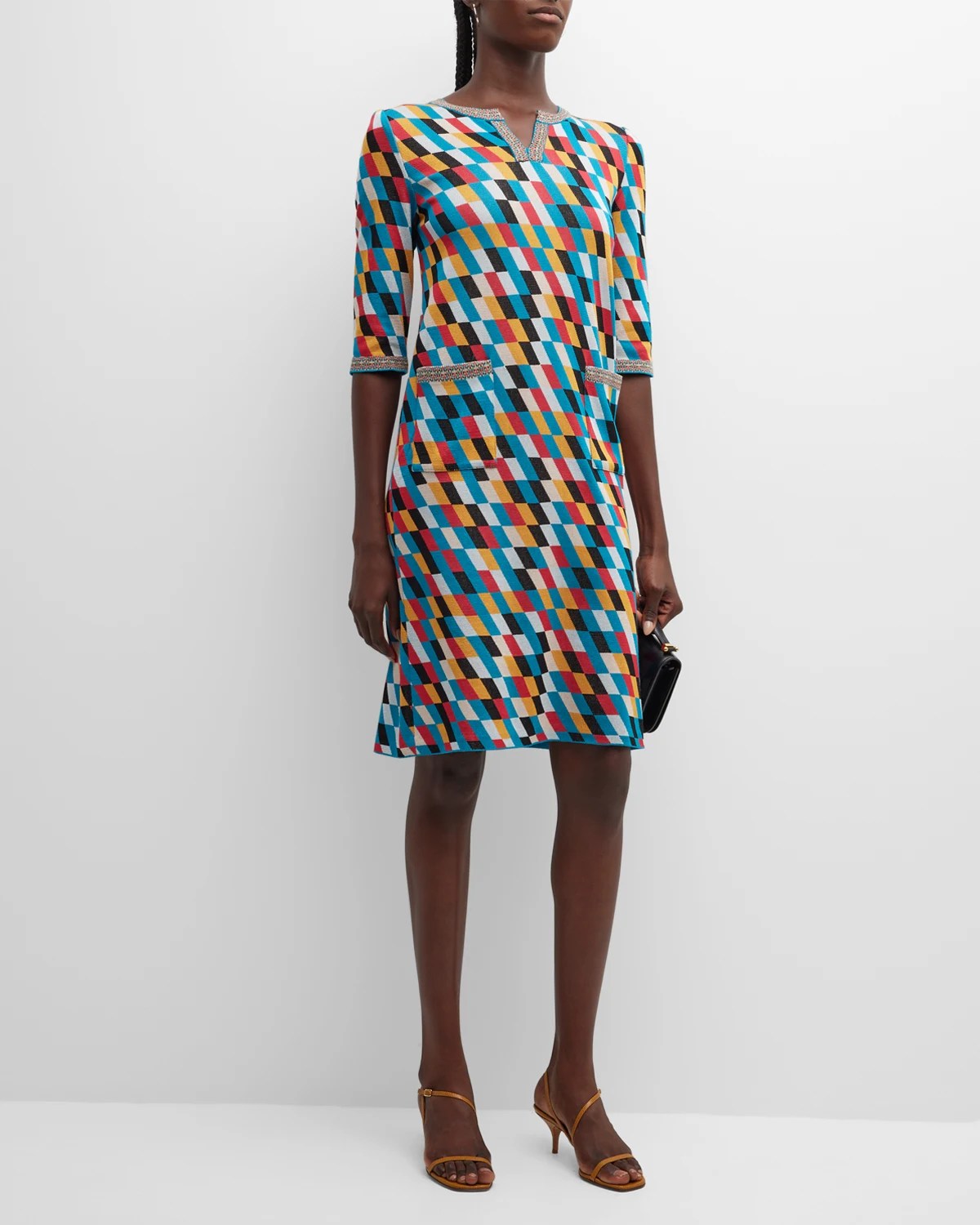 Peserico Tiered ElbowSleeve Midi Dress Neiman Marcus