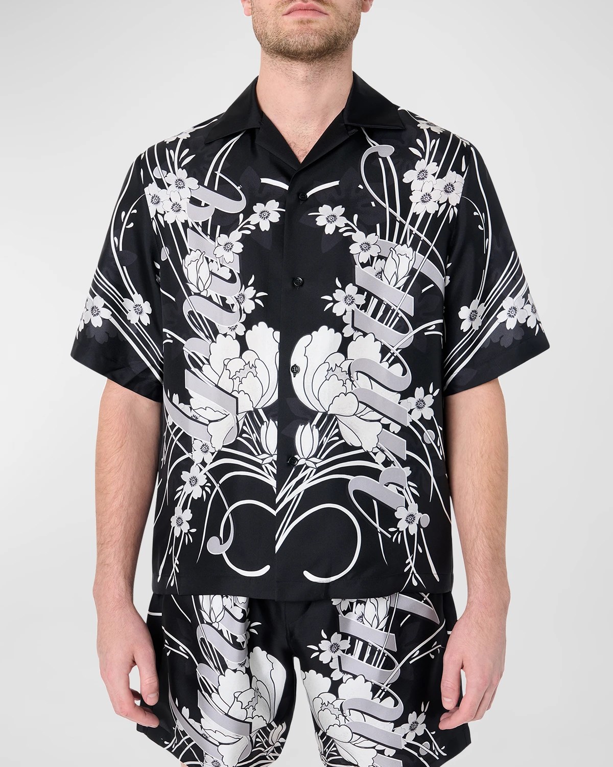 Amiri Men's Eden Rock Silk Bowling Shirt Neiman Marcus